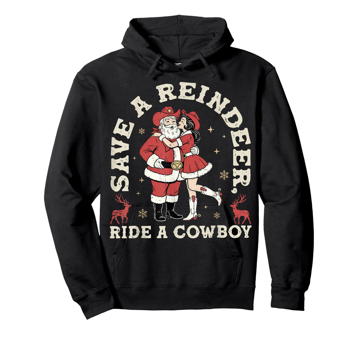 Save Reindeer Santa Ride Cowboy Christmas Country Western T-Shirt
