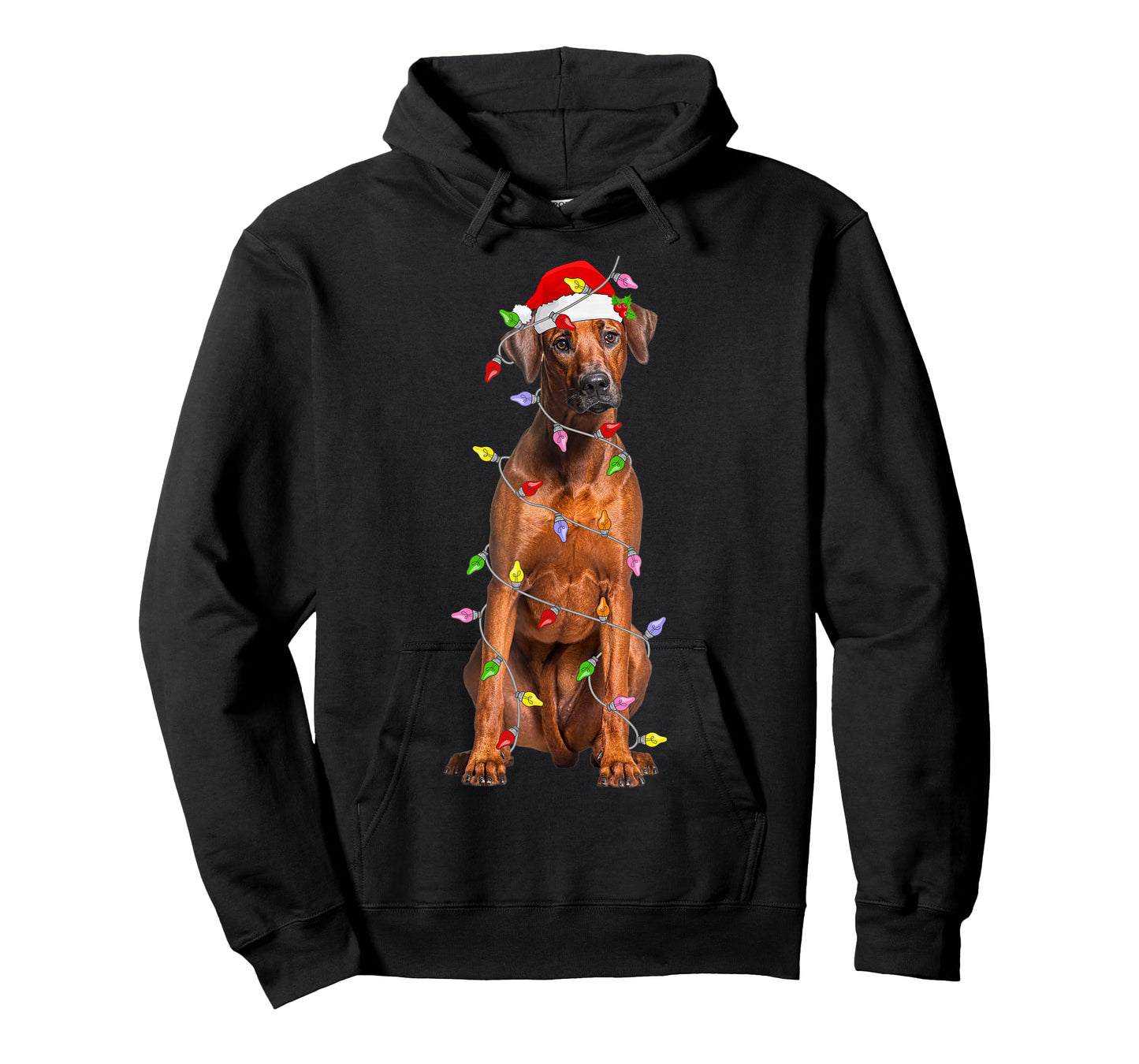 Rhodesian Ridgeback Christmas Santa Hat Lights Pet Dog Xmas T-Shirt