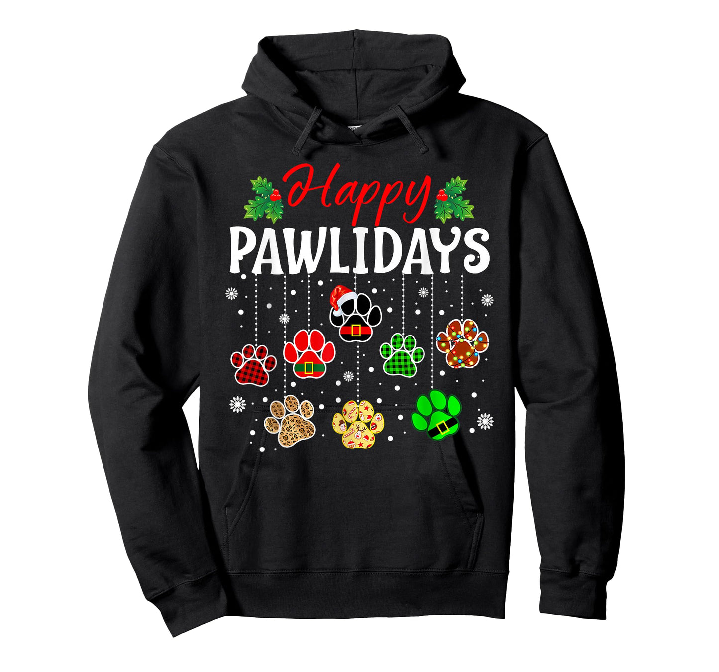 Happy Pawlidays Funny Christmas Dog Paw Xmas Dogs Lover Gift T-Shirt