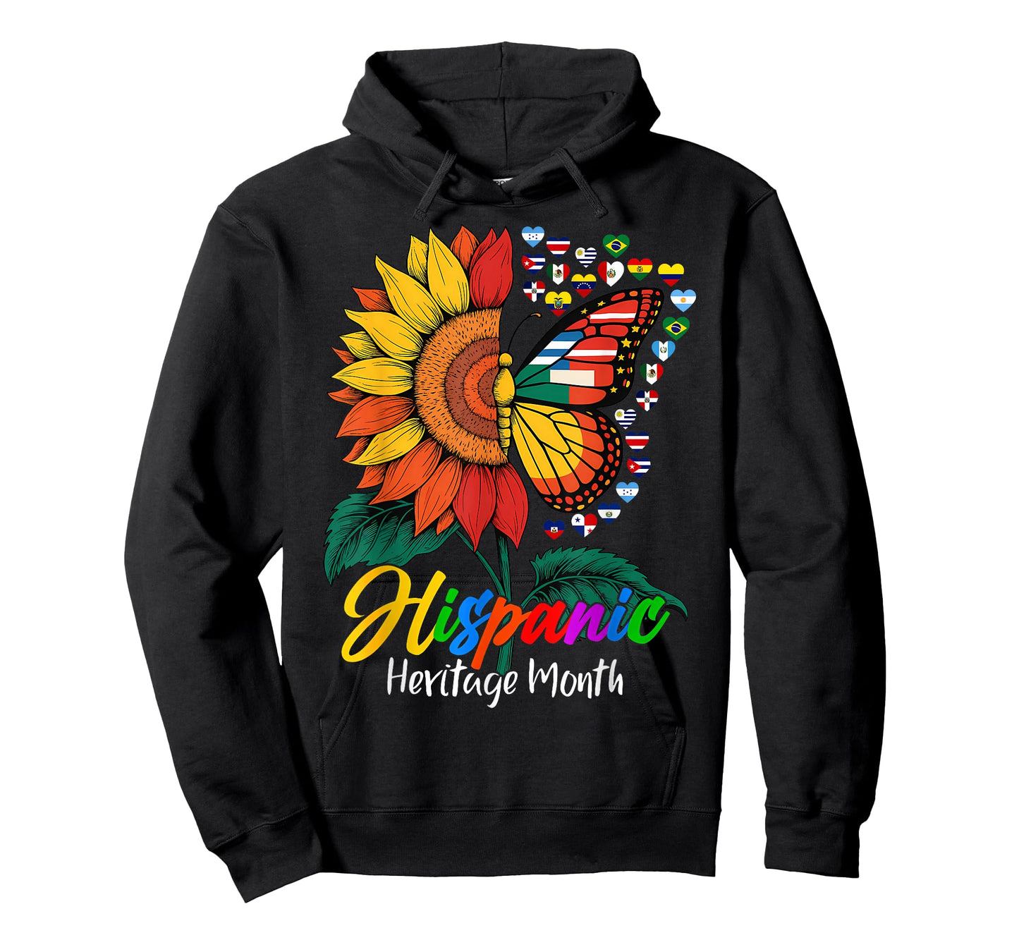 Hispanic Heritage Month Latino Countries Flags Sunflower T-Shirt