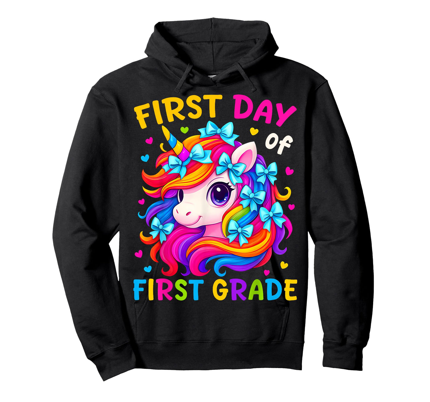 First Day of 1st Grade Kids Girl Bow Unicorn Back To School T-Shirt