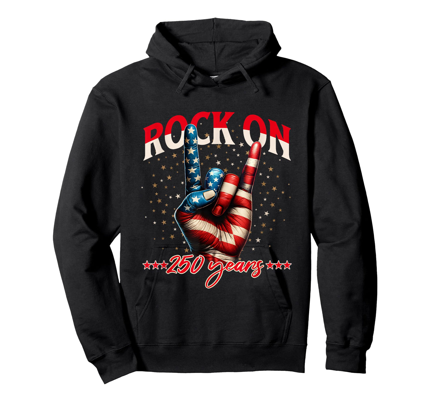 Patriotic Rock On Devil Horns 250 Years 250th Birthday T-Shirt