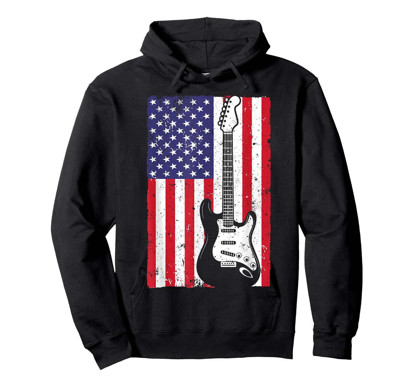 Cool American Flag Guitar For Men Women Guitarist Music Rock T-Shirt