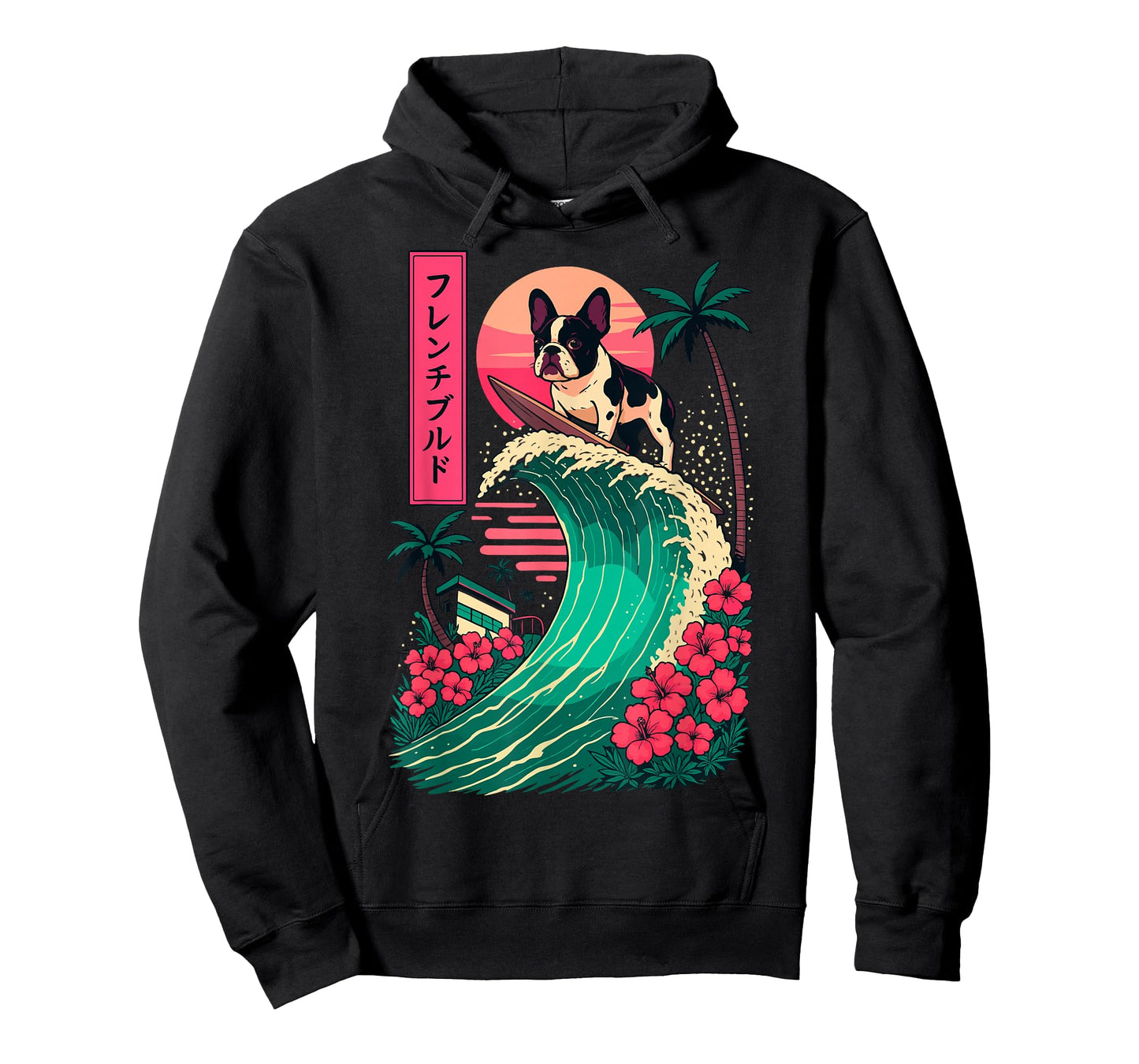 French Bulldog Surfing Japanese T-Shirt