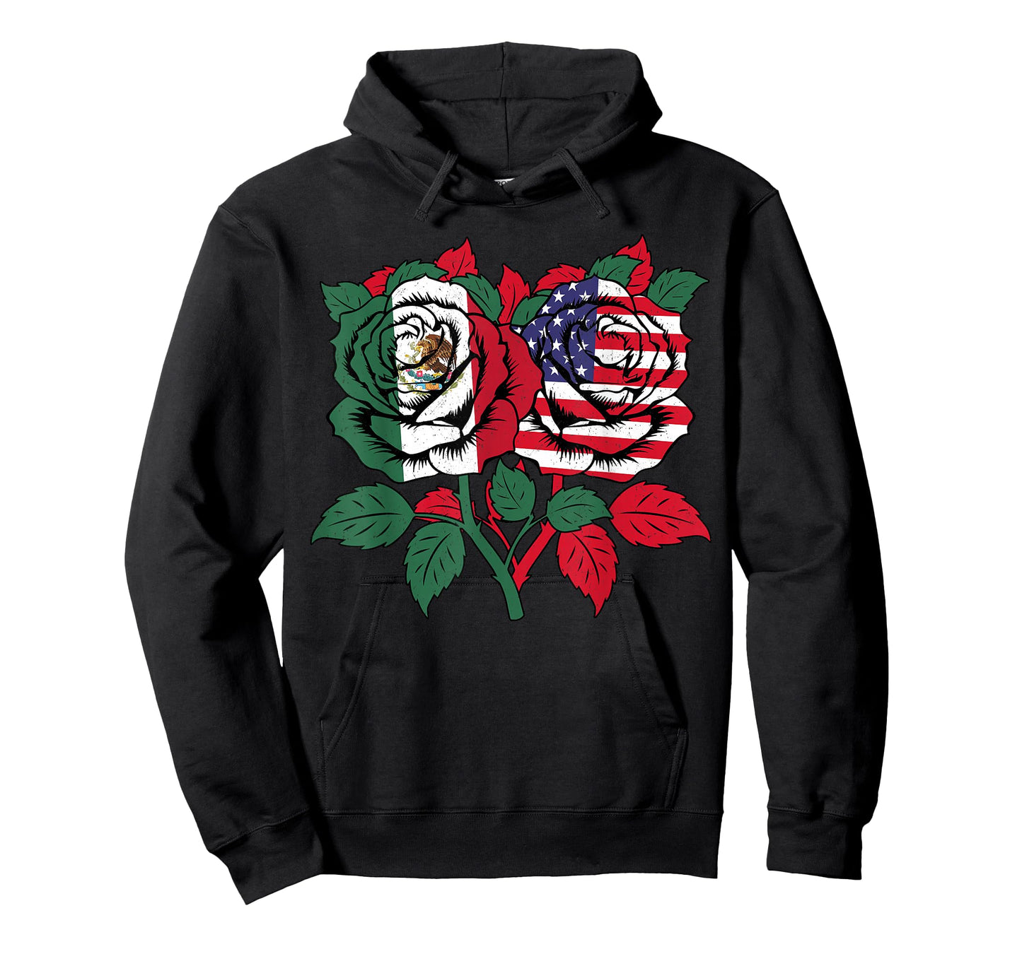 Mexico USA Flag Mexican Flag American Flag Rose Flower T-Shirt