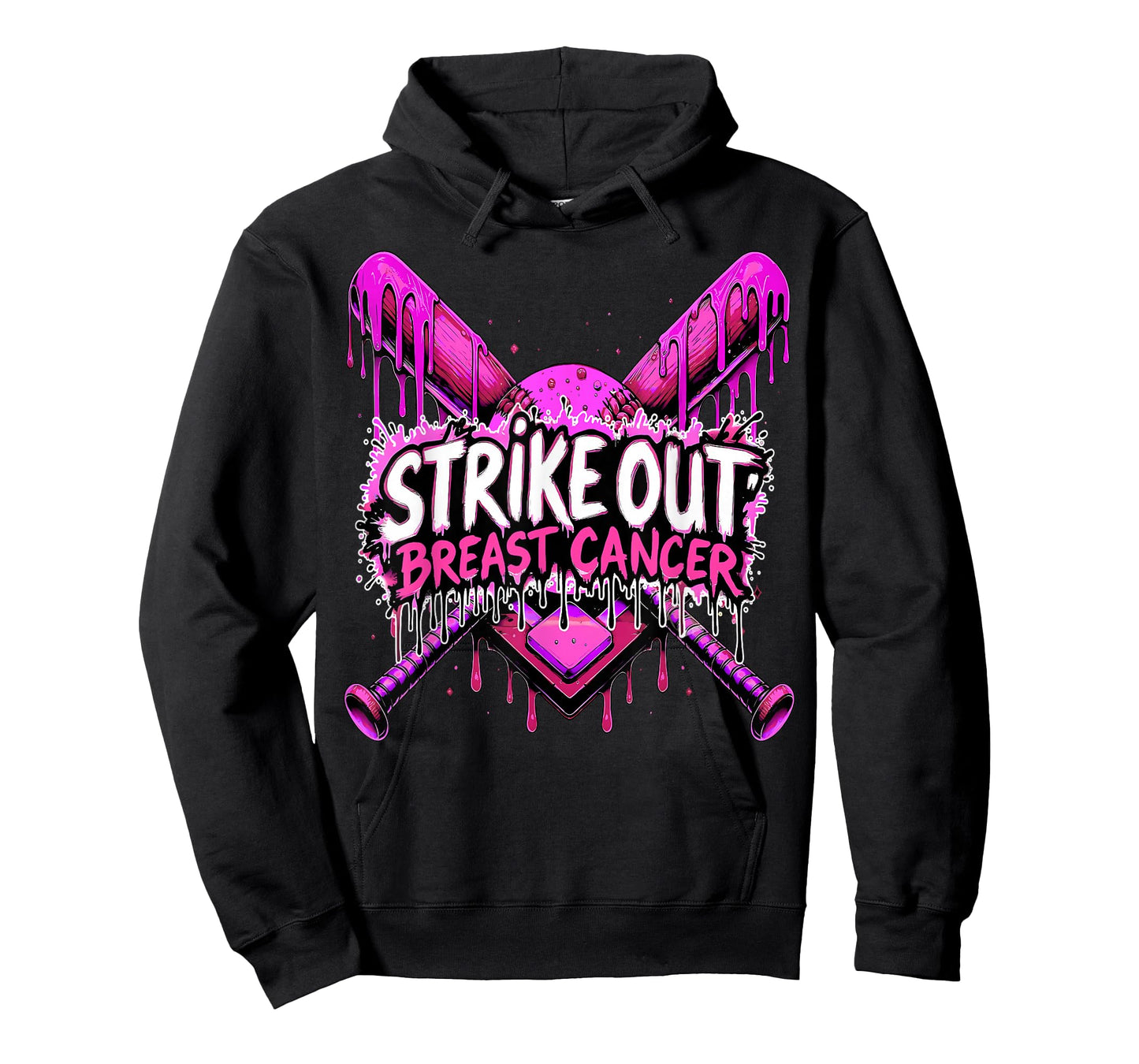 Strike Out Breast Cancer Baseball Softball Drip Home Plate T-Shirt