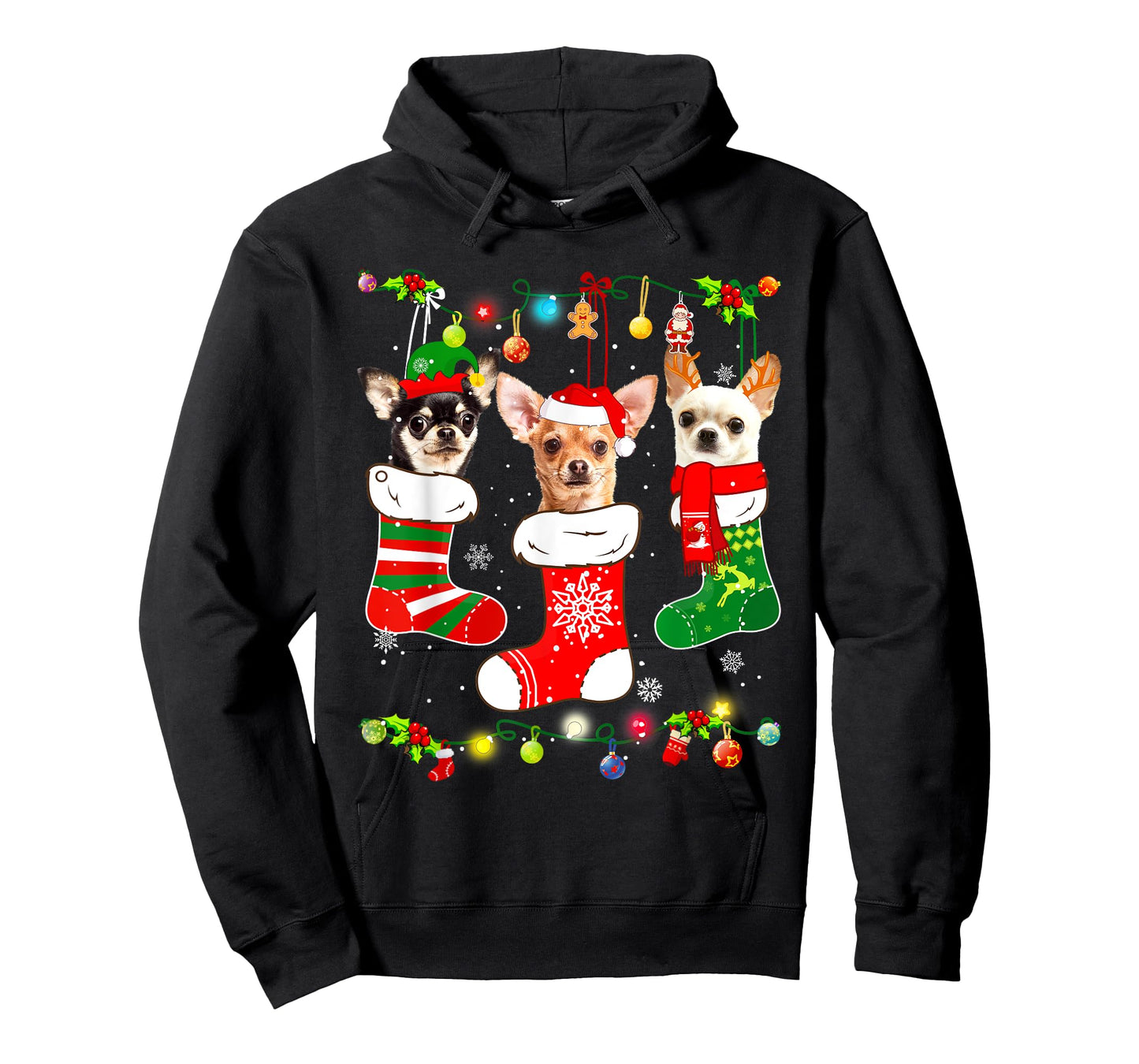 Chihuahua Christmas Lights Gift Funny Xmas Dog Lover T-Shirt