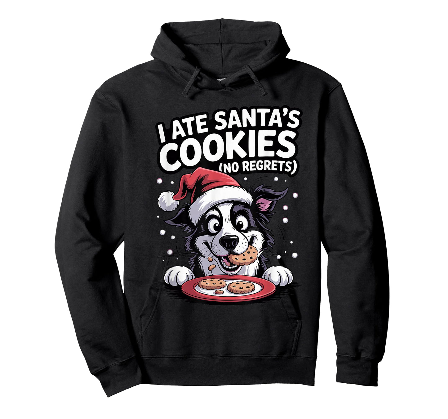 I Ate Santas Cookies Xmas Dog Funny Christmas Border Collie T-Shirt