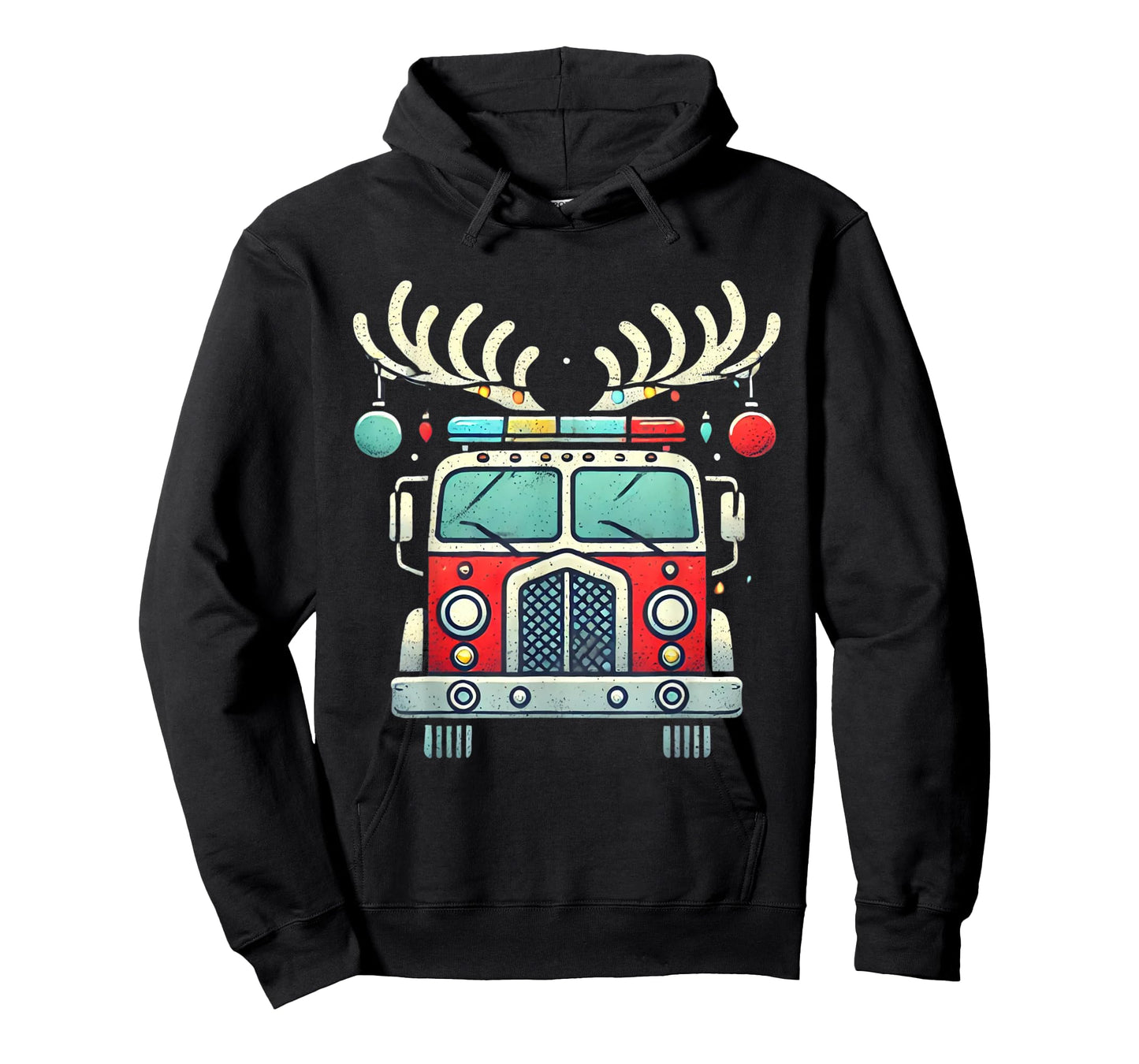 Funny Xmas Fire Truck Reindeer Christmas Firefighter T-Shirt