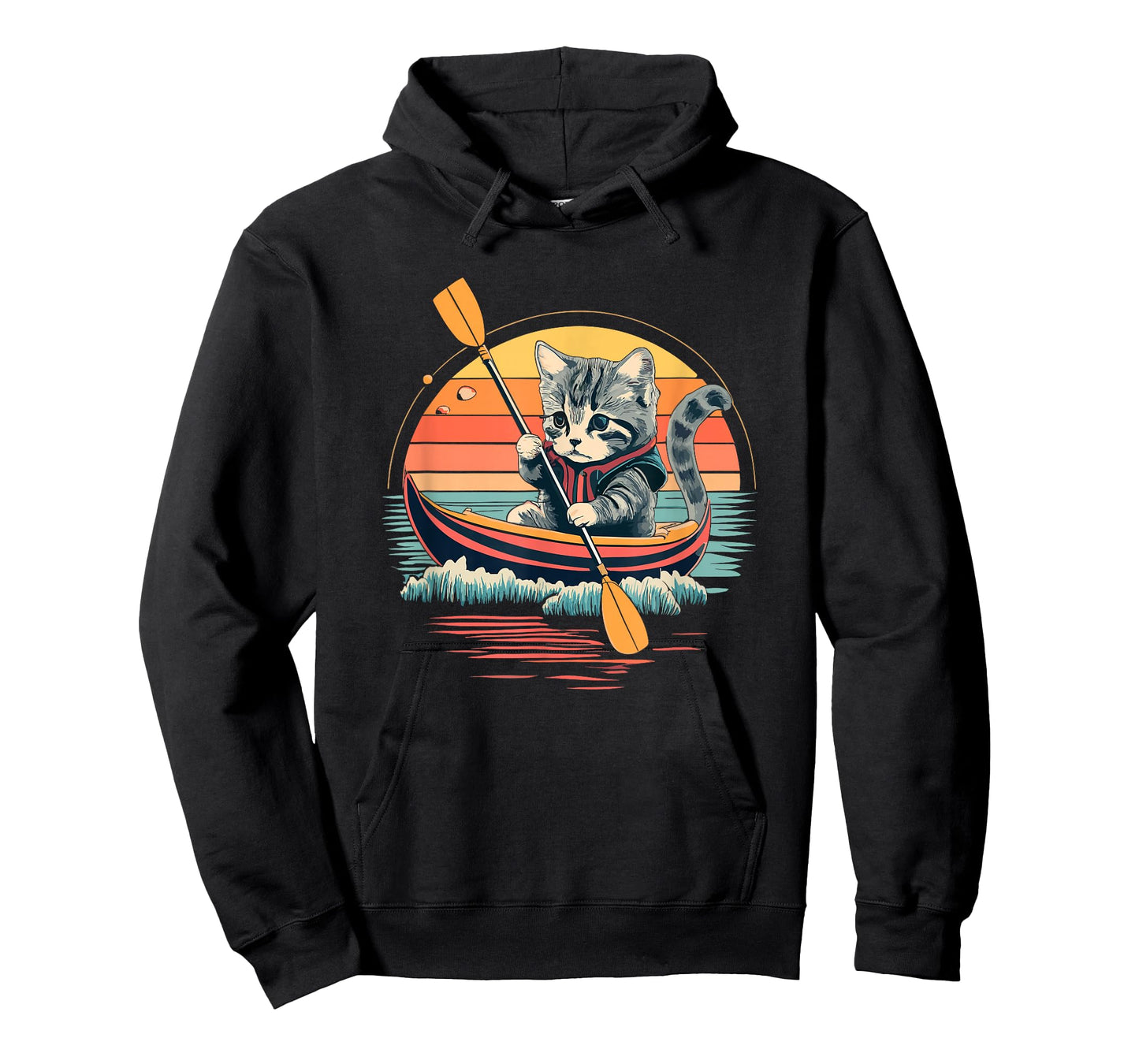 Cute Cat Kayak Funny Outdoor Boating Canoeing Kayaking T-Shirt for Men Women Kids