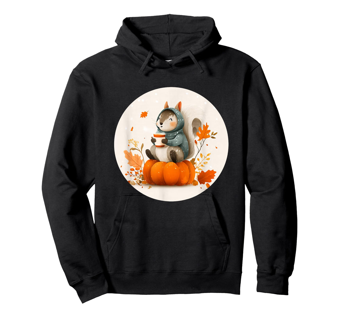 Autumn Squirrel with Sweater for Pumpkin and Fall Leaves Fan T-Shirt
