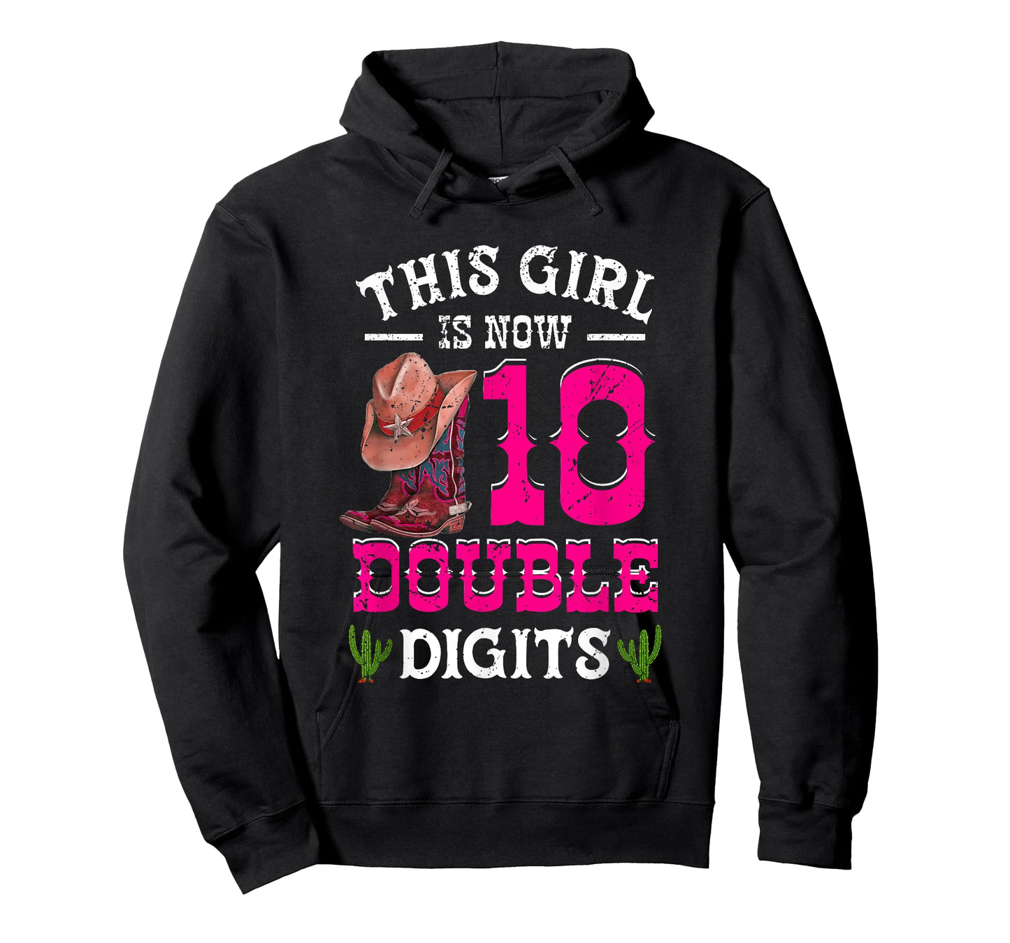 This Girl 's Now 10 Double Digits Western Cowboy Hat Cowgirl T-Shirt