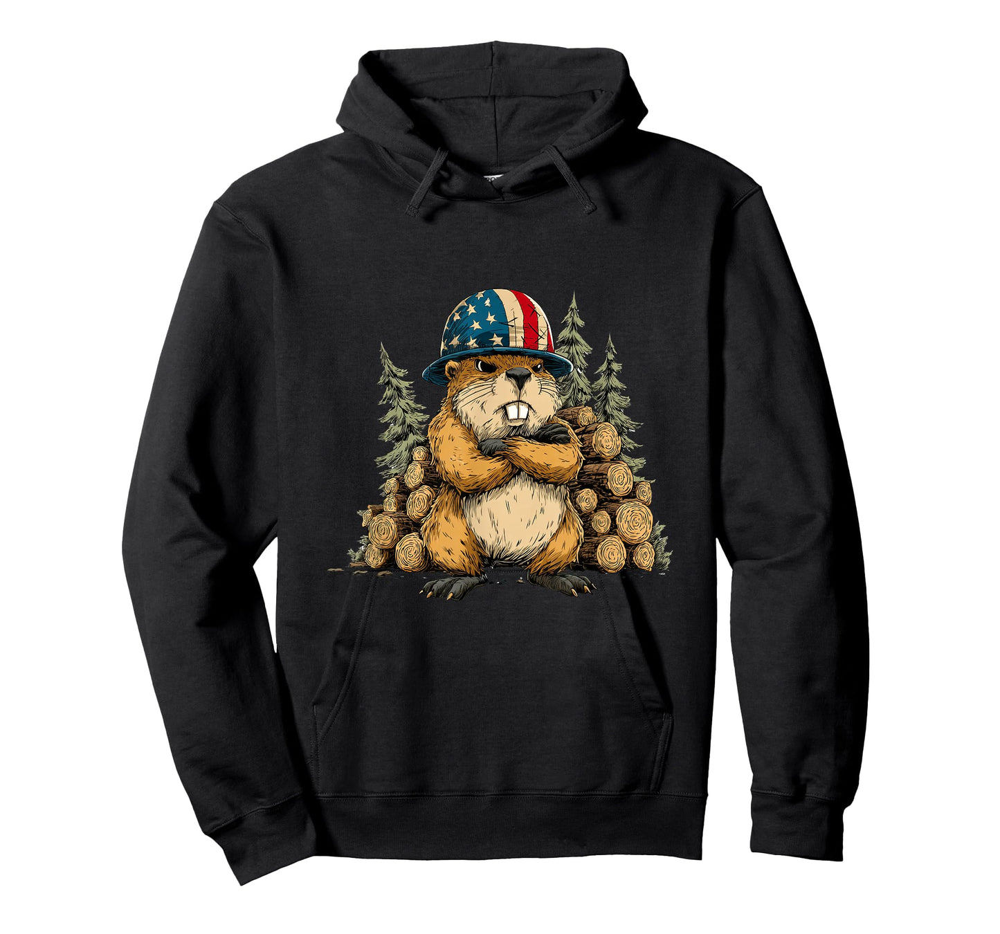 Funny Beaver with Patriotic Helmet in US Colors Costume T-Shirt