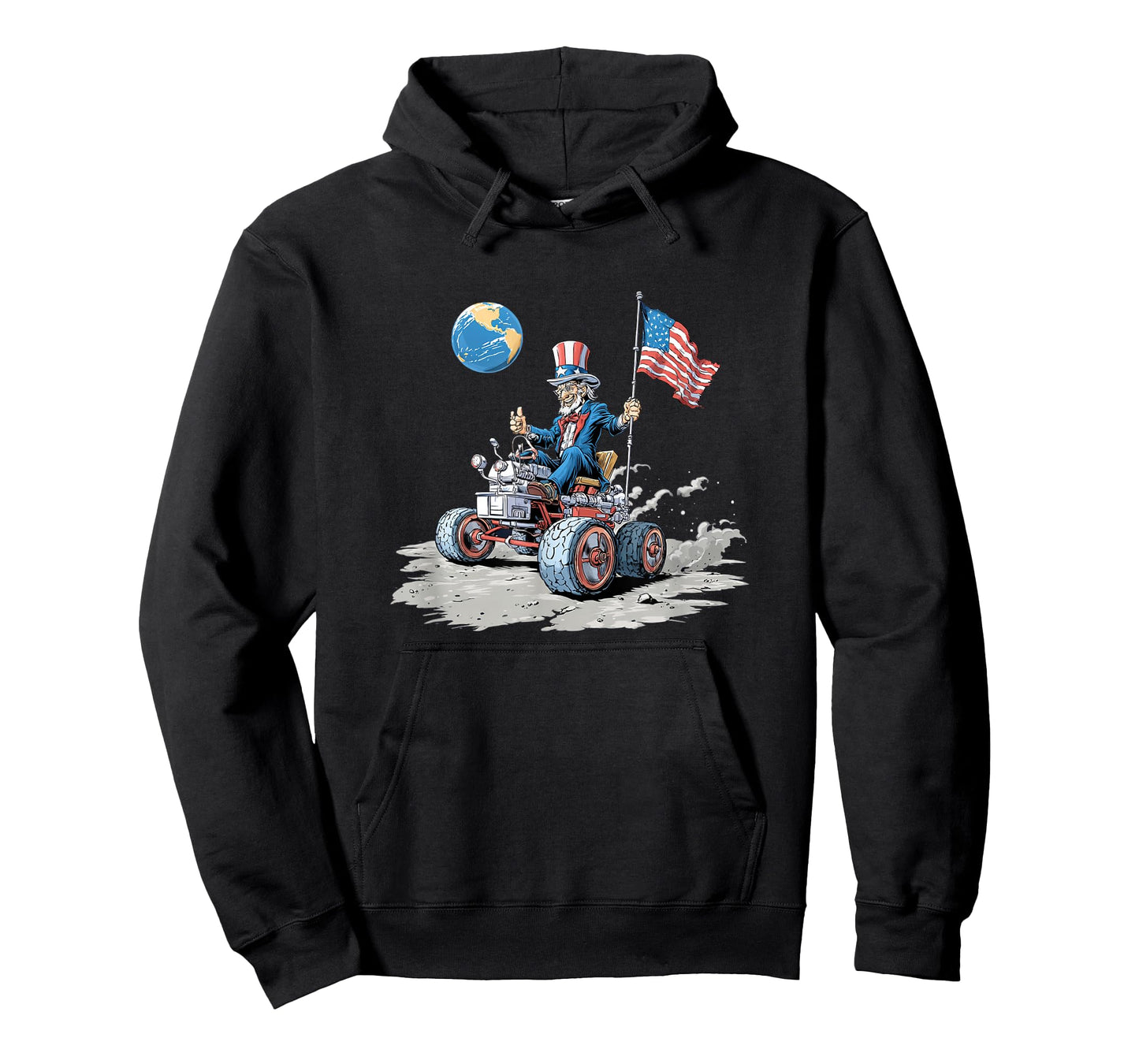 Pretty Patriotic Moon with Vehicle for Space and Earth Fans T-Shirt