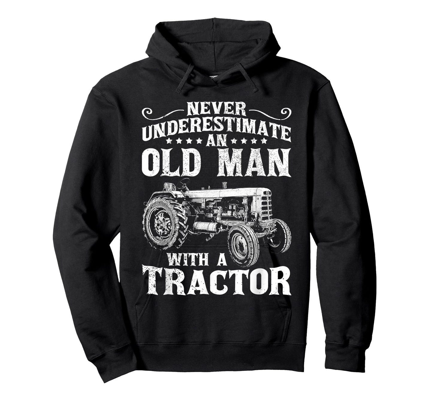 Mens Never Underestimate an Old Man Funny Tractor Farmer Dad T-Shirt