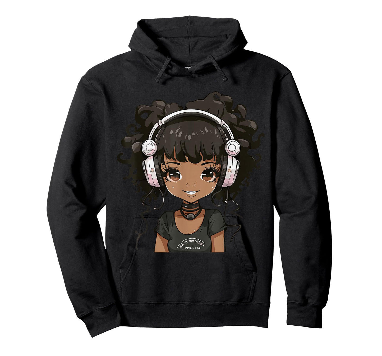 Anime and Music Black Girl Anime Merch Afro African American T-Shirt
