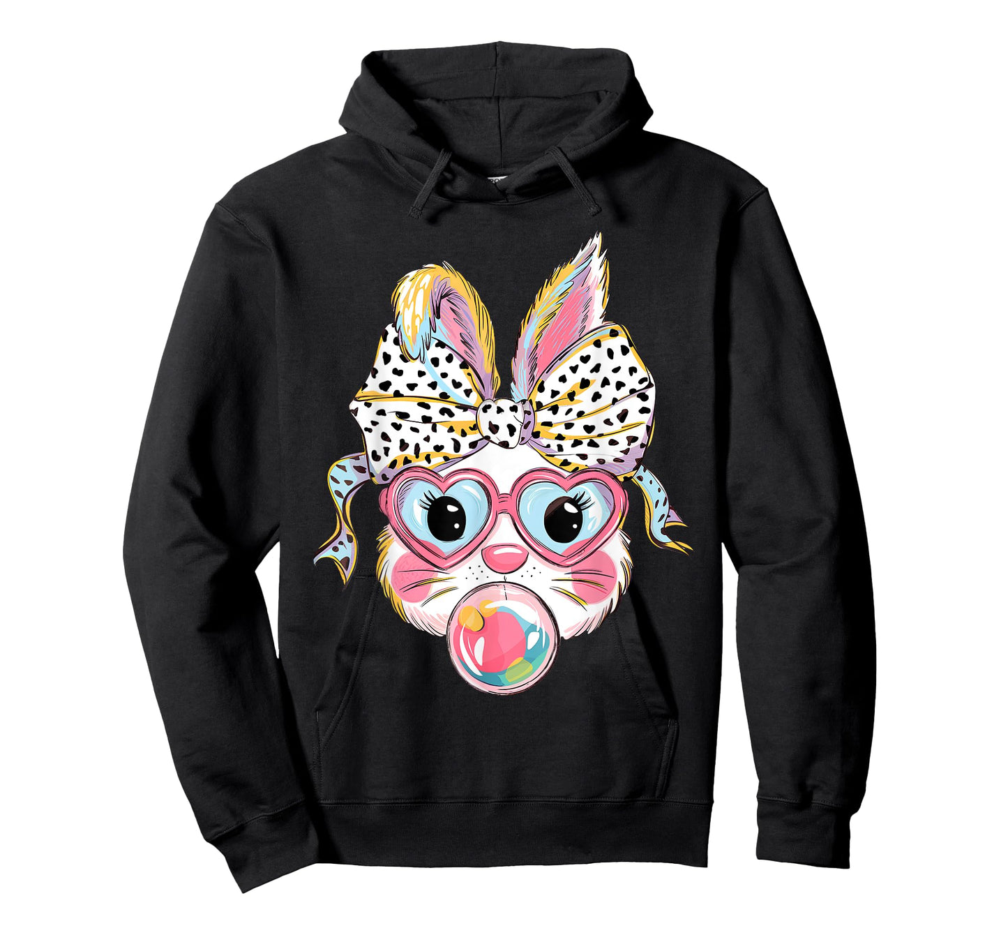 Cute Bunny Rabbit Face Tie Dye Glasses Girl Happy Easter Day T-Shirt