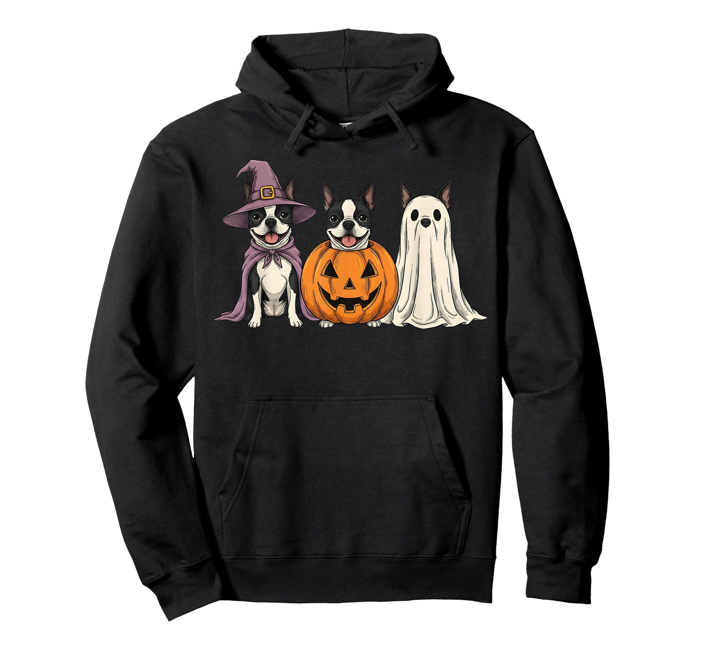 Spooky Ghost Boston Terrier Pumpkin Halloween Dog Lover T-Shirt