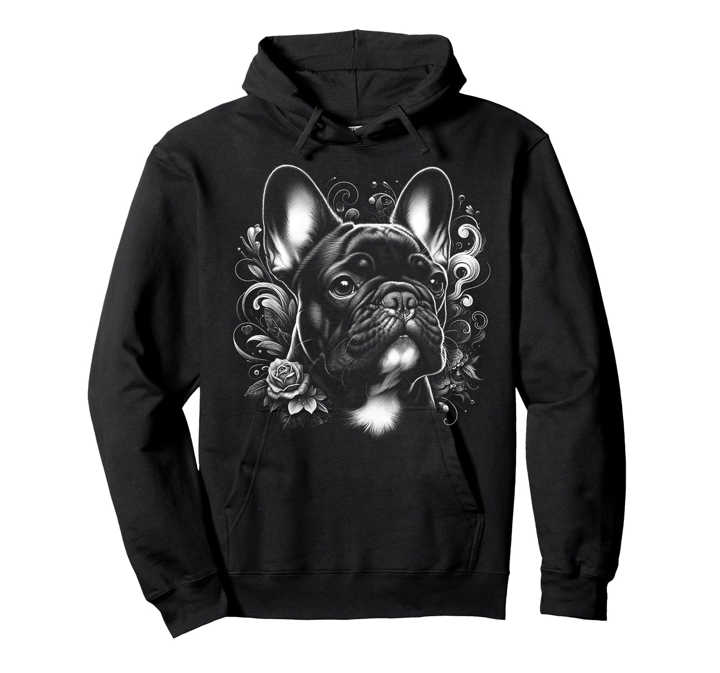 Cute French Bulldog with Flower Decoration T-Shirt for Men Women Kids