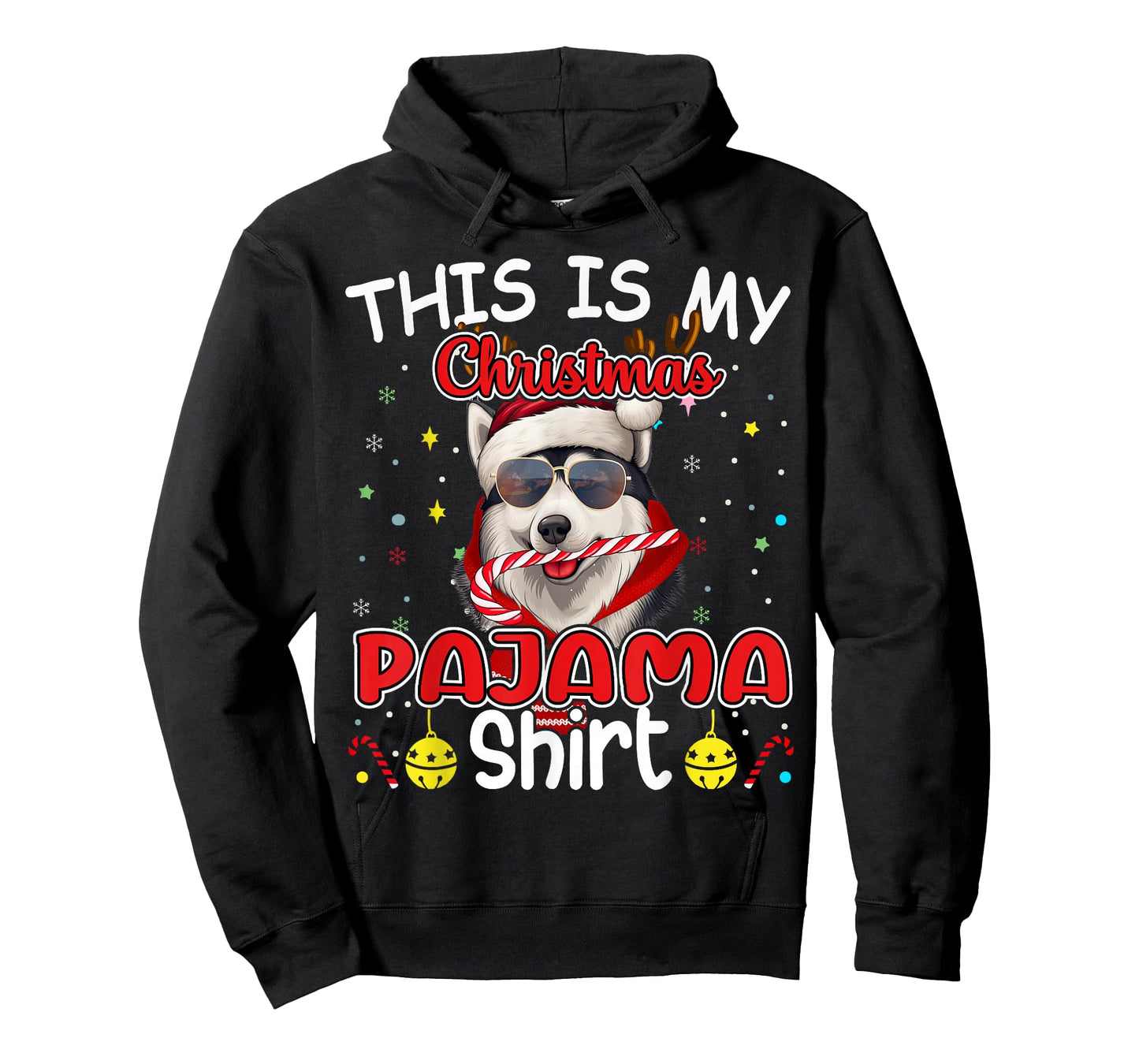 Siberian Husky Christmas Pajama Reindeer Men Women Boys Xmas T-Shirt