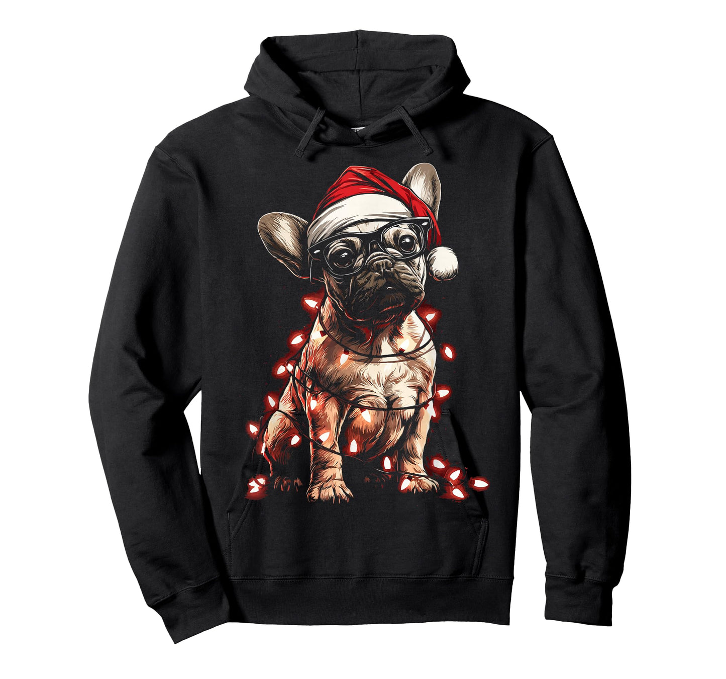 Christmas French Bulldog with Glasses Santa Hat Festive Dog T-Shirt