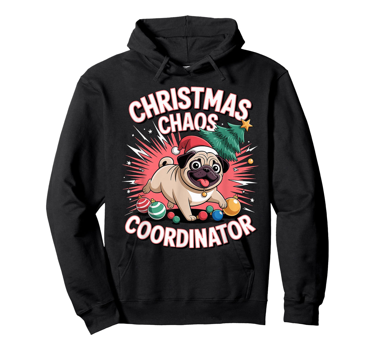 Christmas Chaos Coordinator Xmas Puppy Funny Christmas Pug T-Shirt