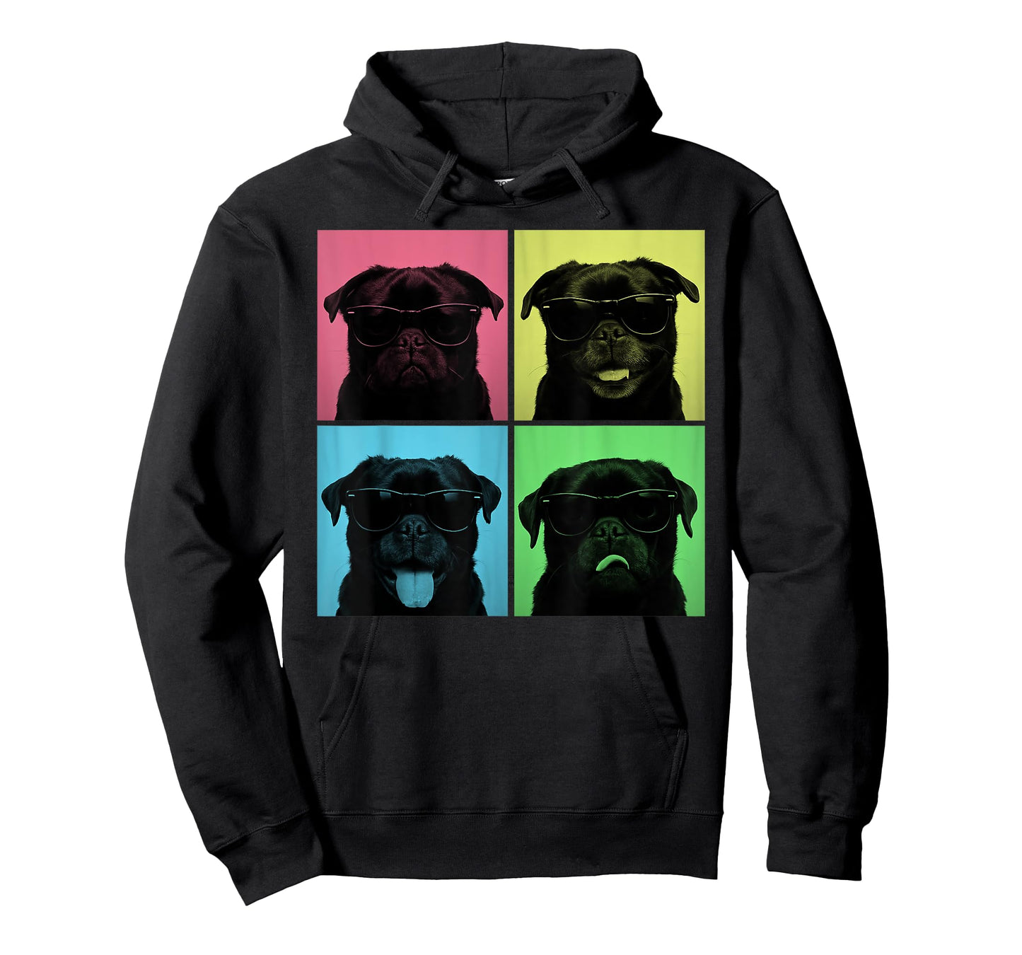 Black Pug Pop Art Funny Dog Lover Pug Photo Booth Men Women Kids T-Shirt