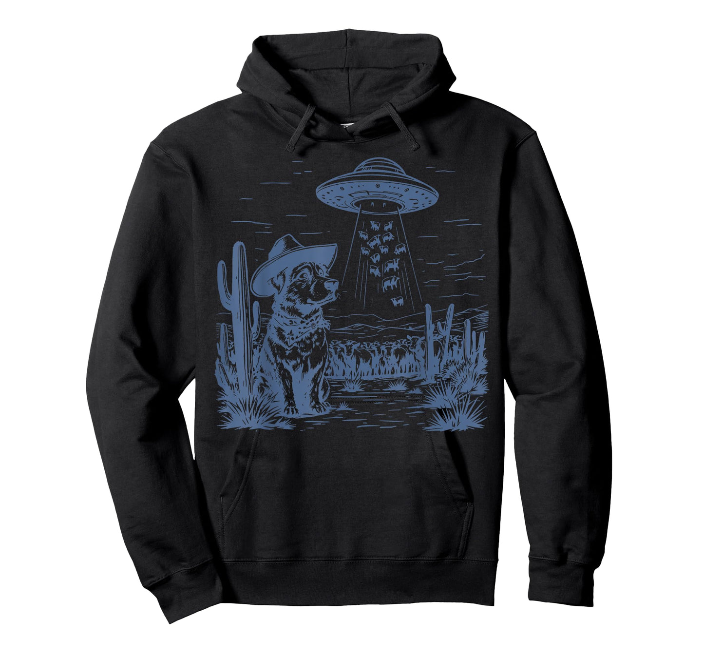Dog Cattle Cowboy Cowgirl Vintage UFO Western Country Animal T-Shirt