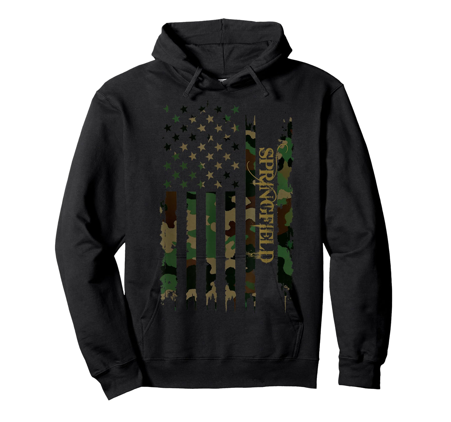 Springfield United States Distressed Camo w US Flag T-Shirt