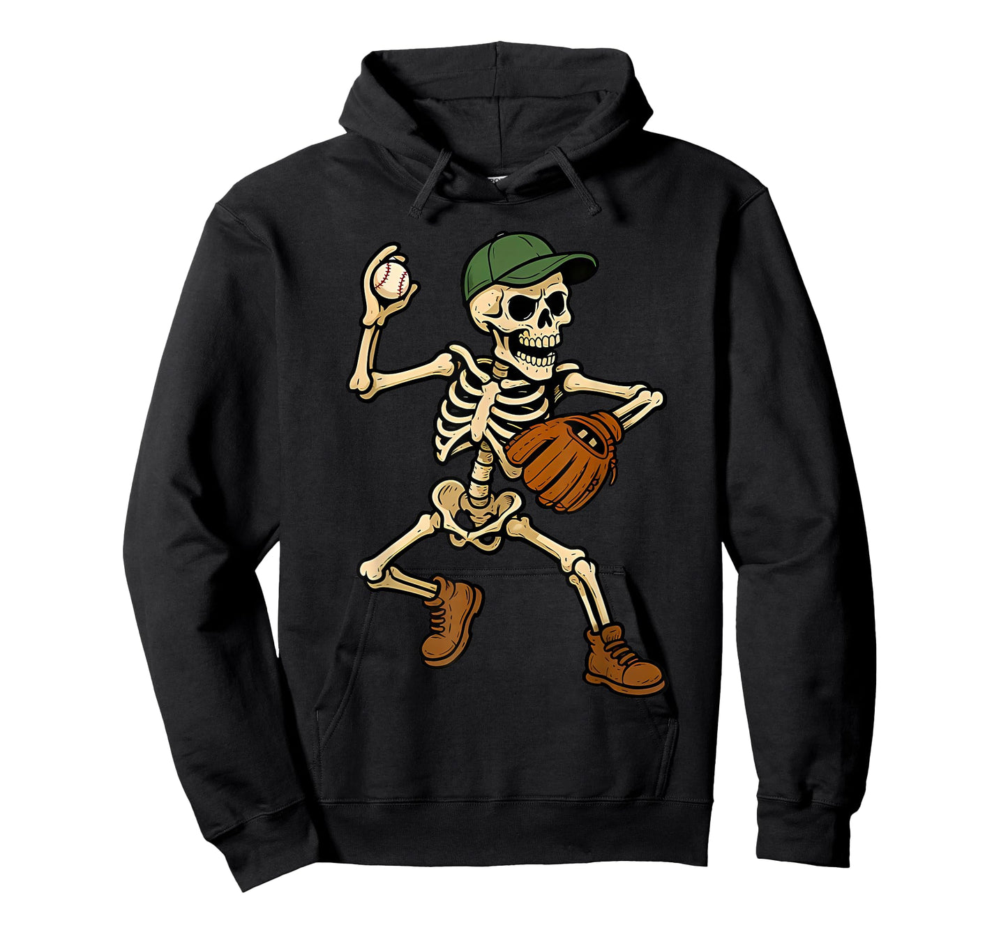 Halloween Skeleton Baseball Game Day Funny Men Boys Kids T-Shirt