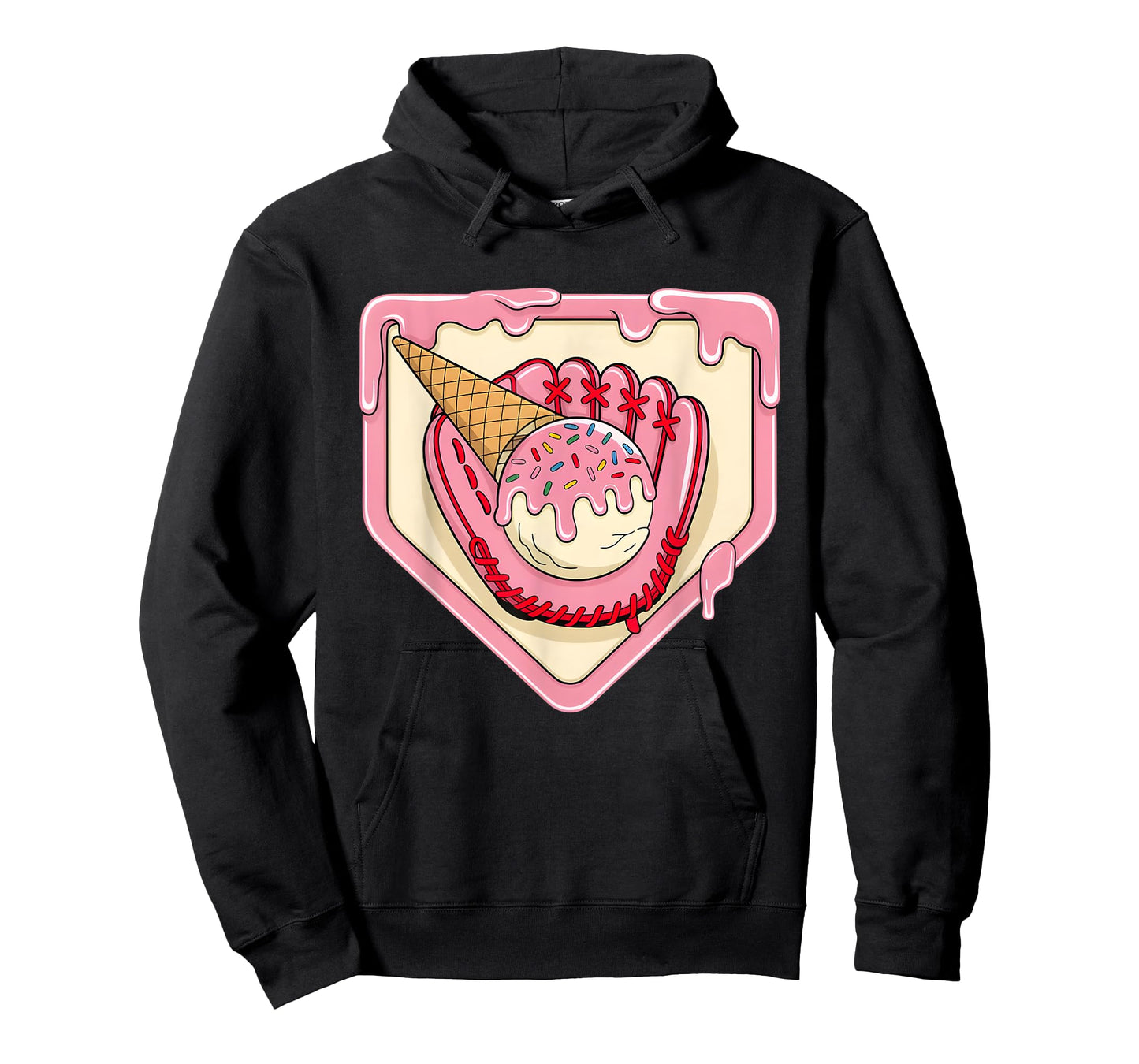 Baseball Home Plate Drip Donut Ice Cream Drip Flag American T-Shirt