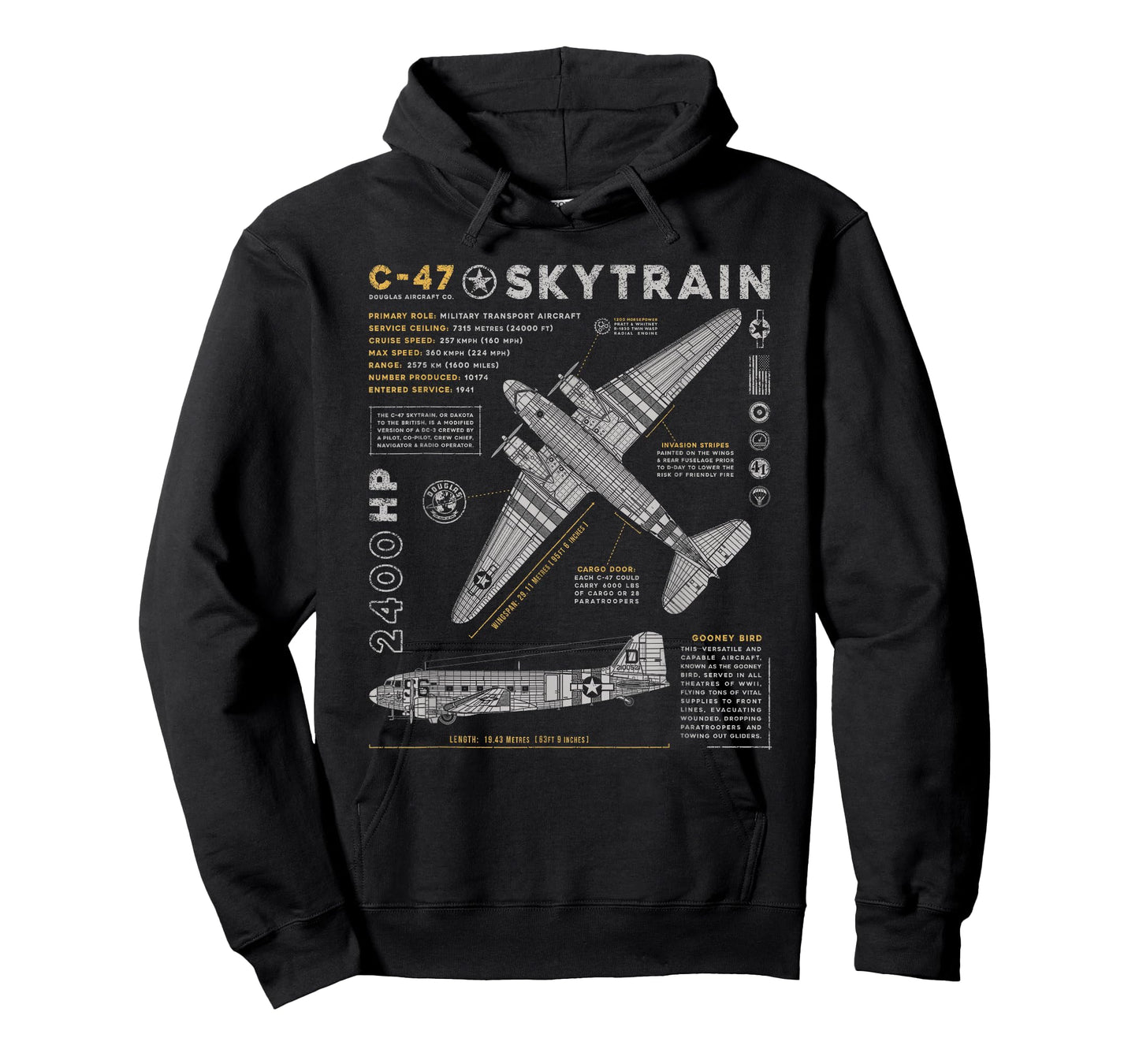 C-47 Skytrain | C47 Douglas Dakota WWII Transport Aircraft T-Shirt