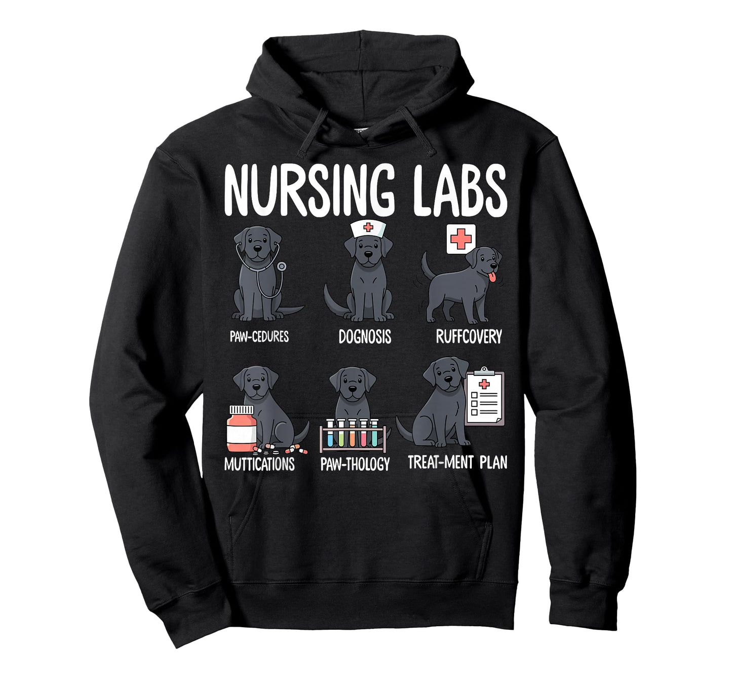 Funny Nursing Labs Funny Dog Puns Nurse Black Lab Dog Mom T-Shirt