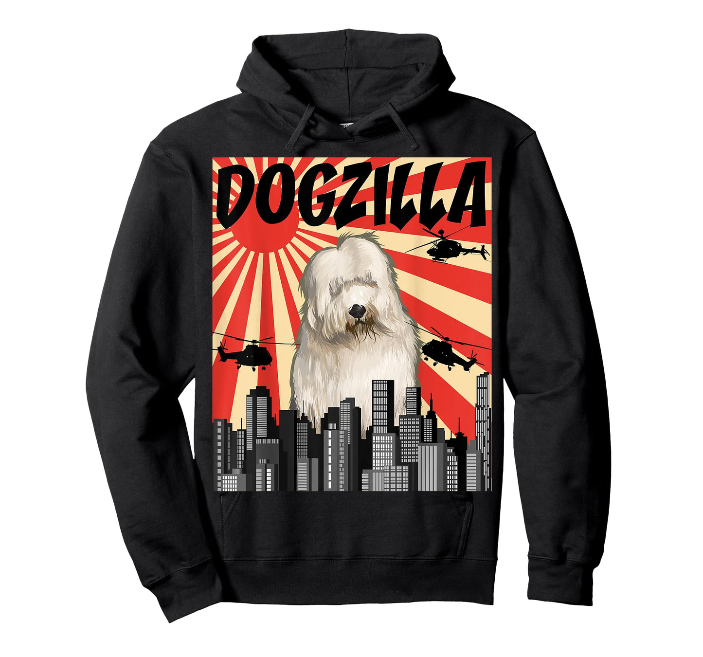 Funny Retro Japanese Dogzilla Old English Sheepdog T-Shirt
