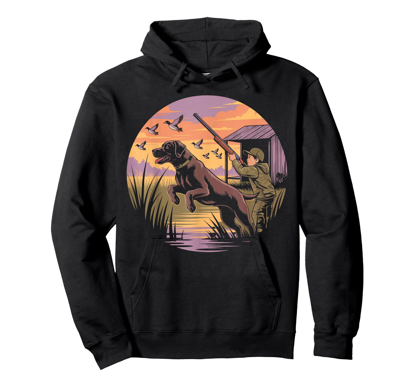 Local Boy Black Lab Marsh Scene Sunset Vintage Country T-Shirt