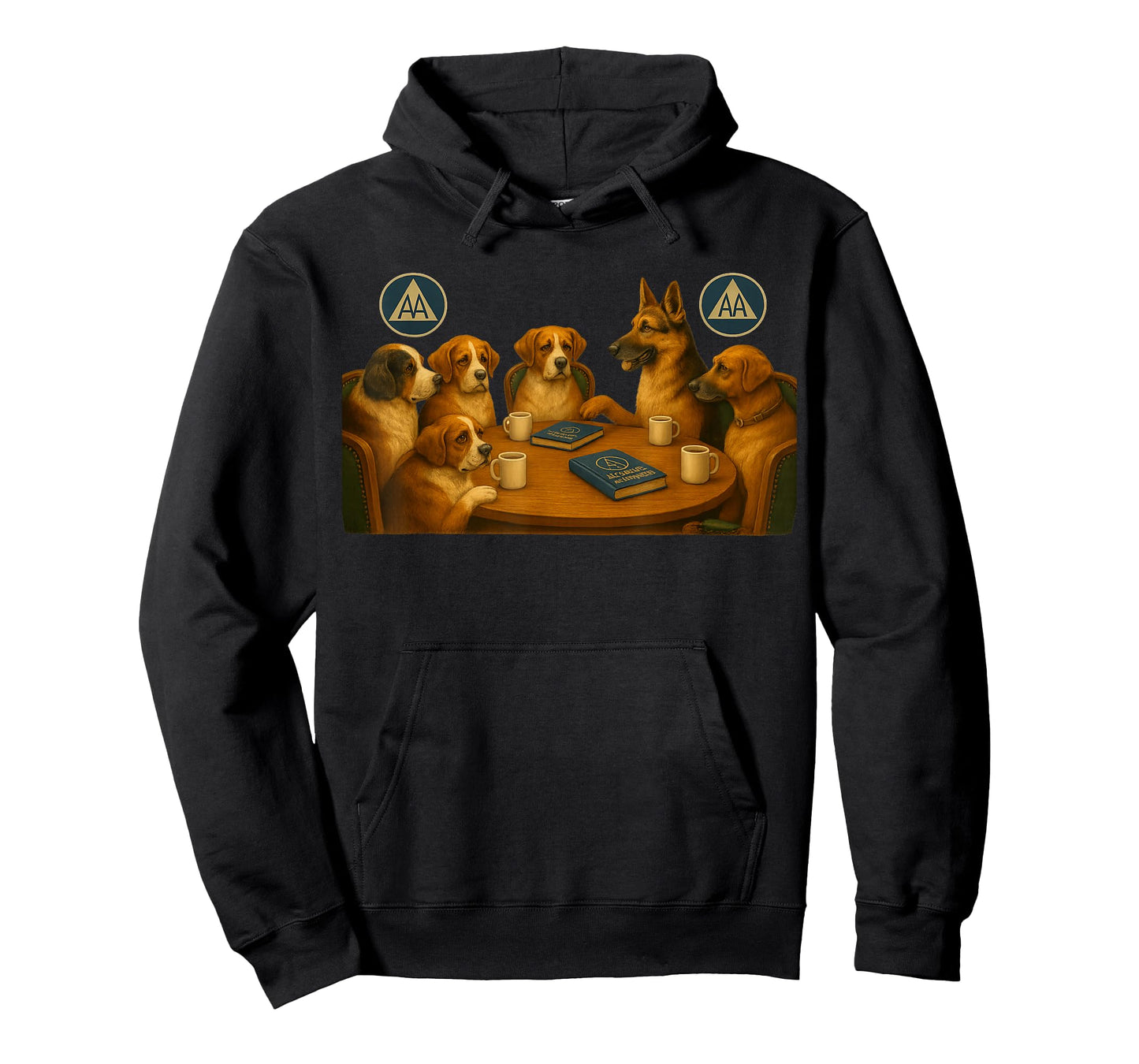 Alcoholics Anonymous Dog Meeting Scene. AA. NA. T-Shirt