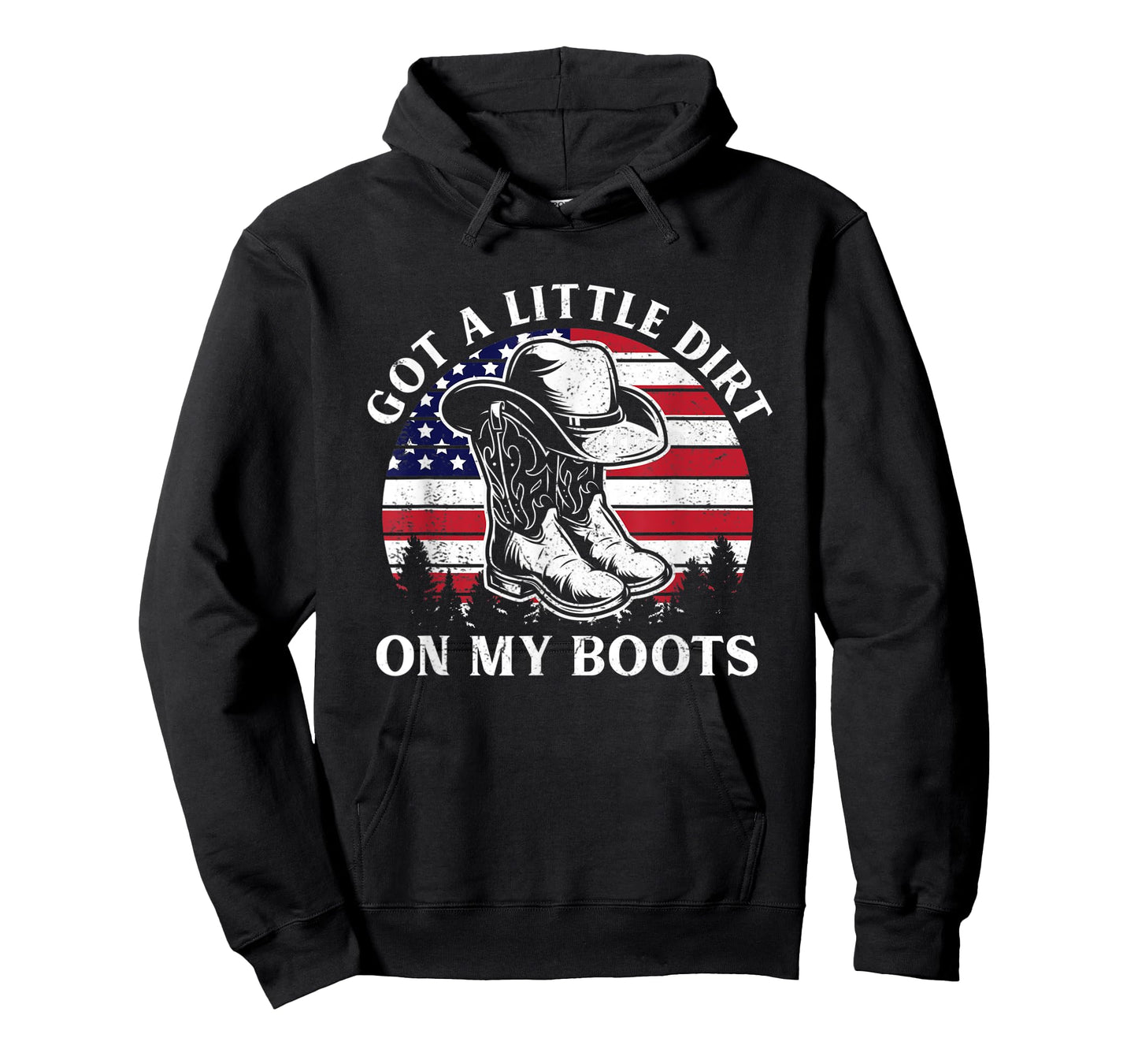 Got A Little Dirt On My Boots Cowboy Hat USA Flag T-Shirt