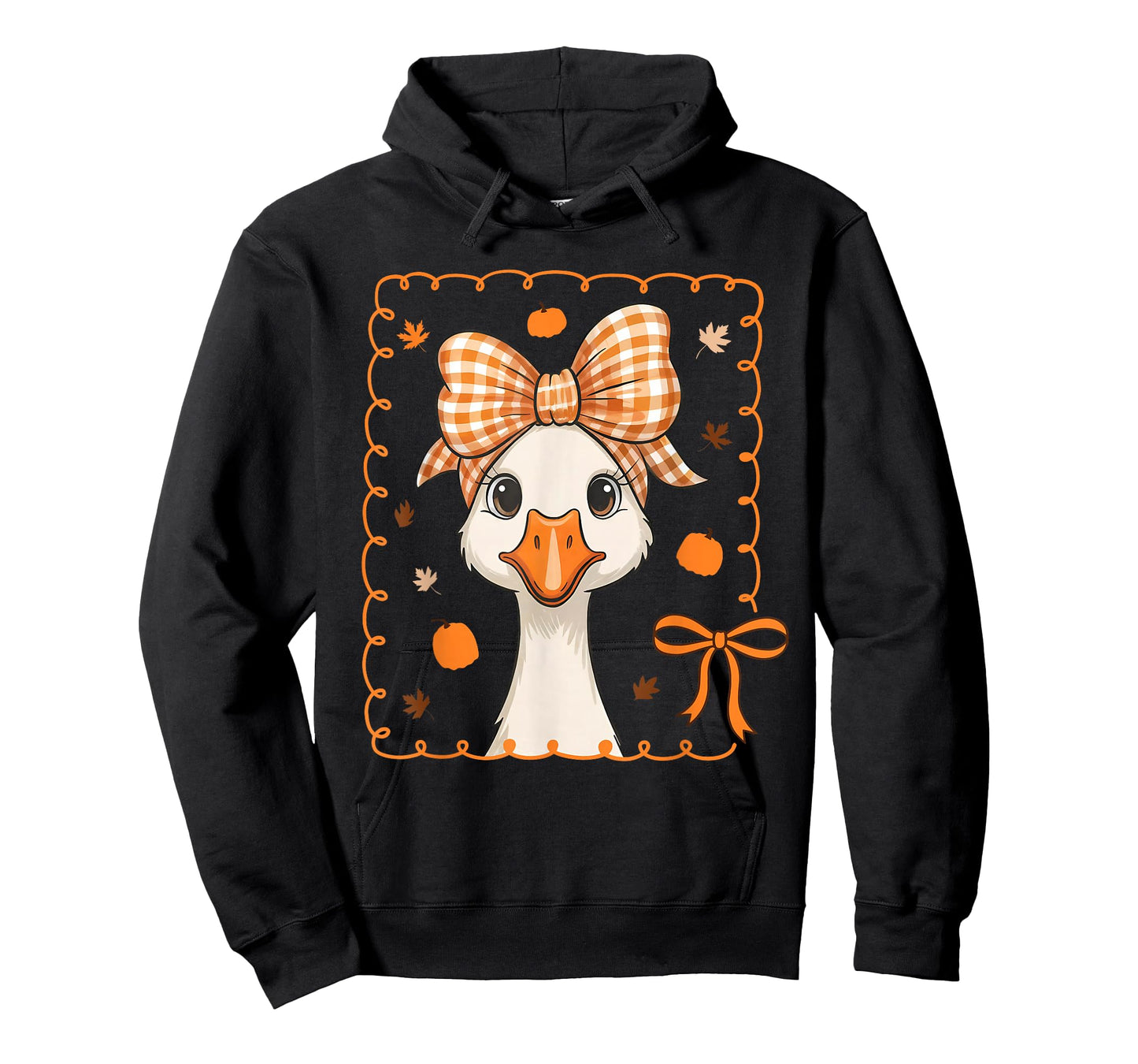 Goose Silly Pumpkin Coquette Bow Autumn Fall Thanksgiving T-Shirt