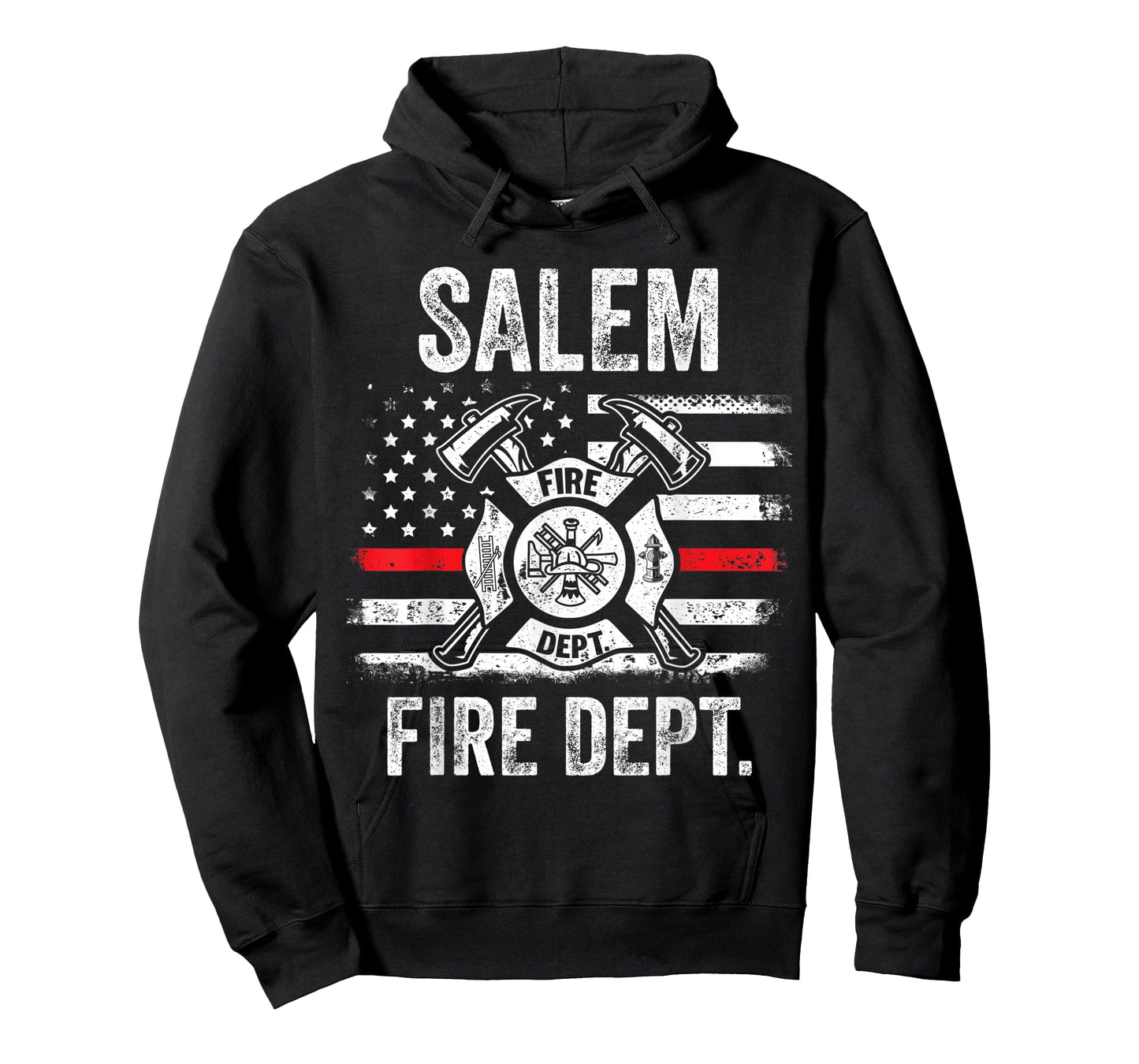 Salem Massachusetts Fire Department Thin Red Line Fireman T-Shirt