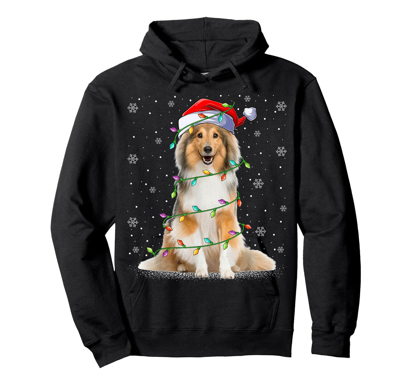 Sheltie Dog Lover Xmas Lighting Santa Sheltie Christmas T-Shirt for Men Women Kids