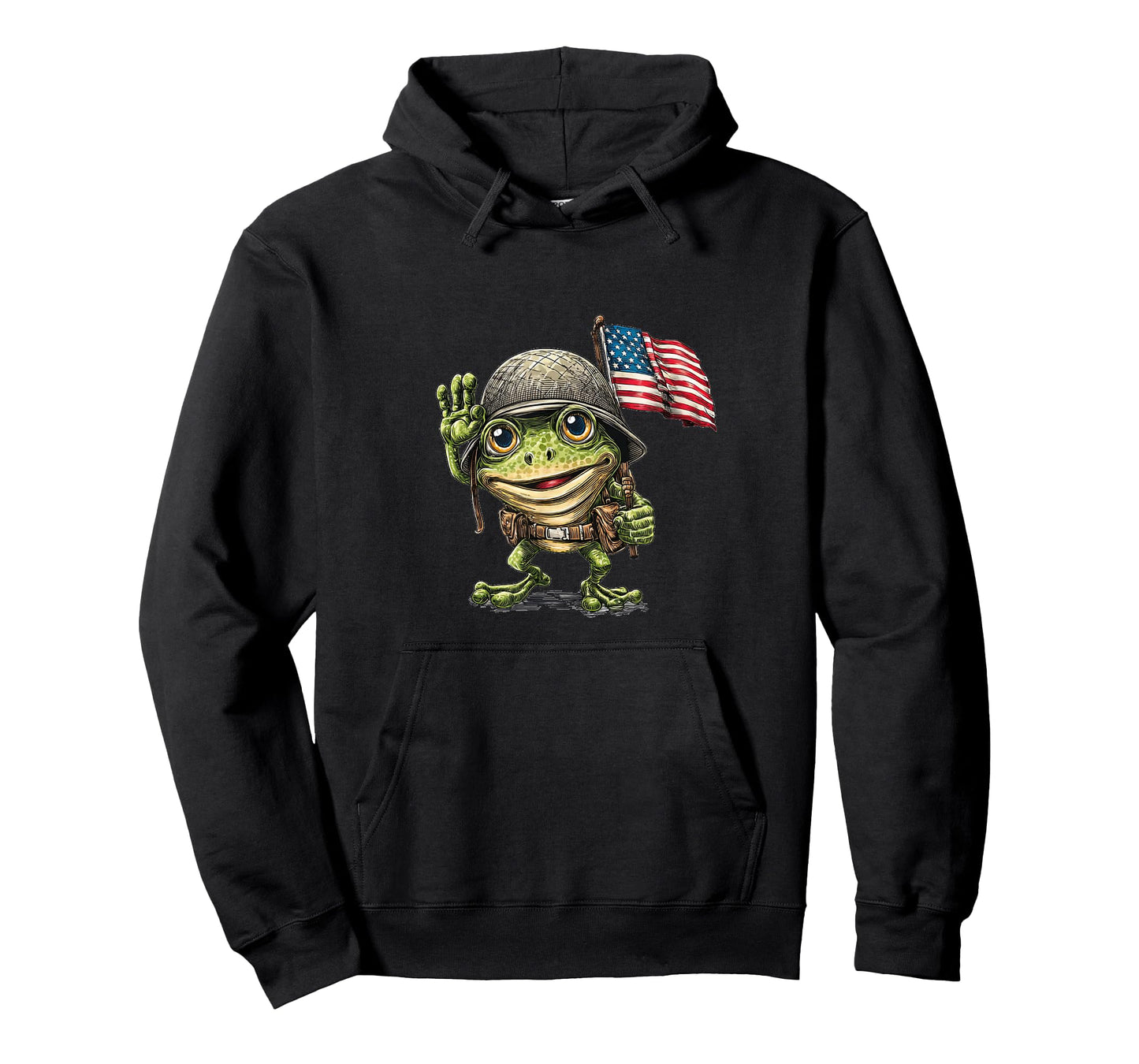 Funny Frog in Military Look with US Colors T-Shirt