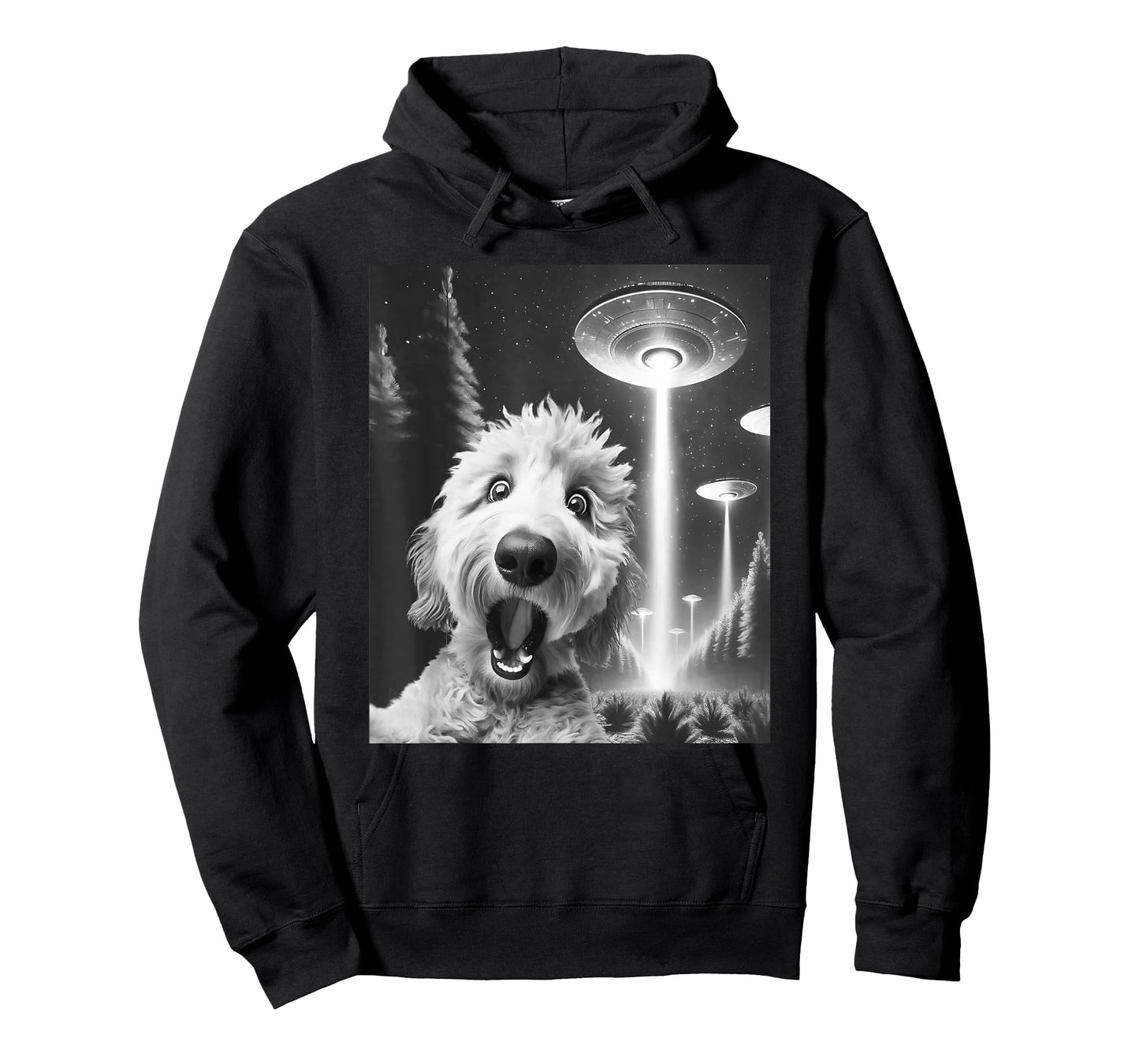Funny Goldendoodle Alien UFO Taking a Selfie Dog Mom Dad T-Shirt