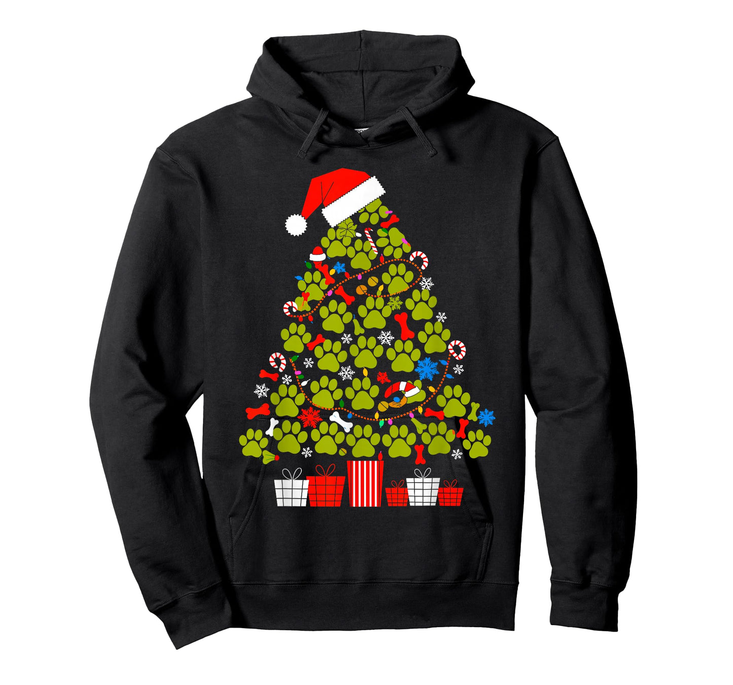 Dog Paw Christmas Tree Funny Dog Lover Ugly Xmas Sweater T-Shirt