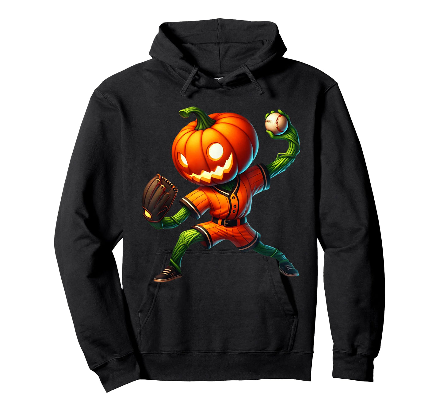 Funny Pumpkin Head Baseball Pitcher Halloween Costume Tee T-Shirt