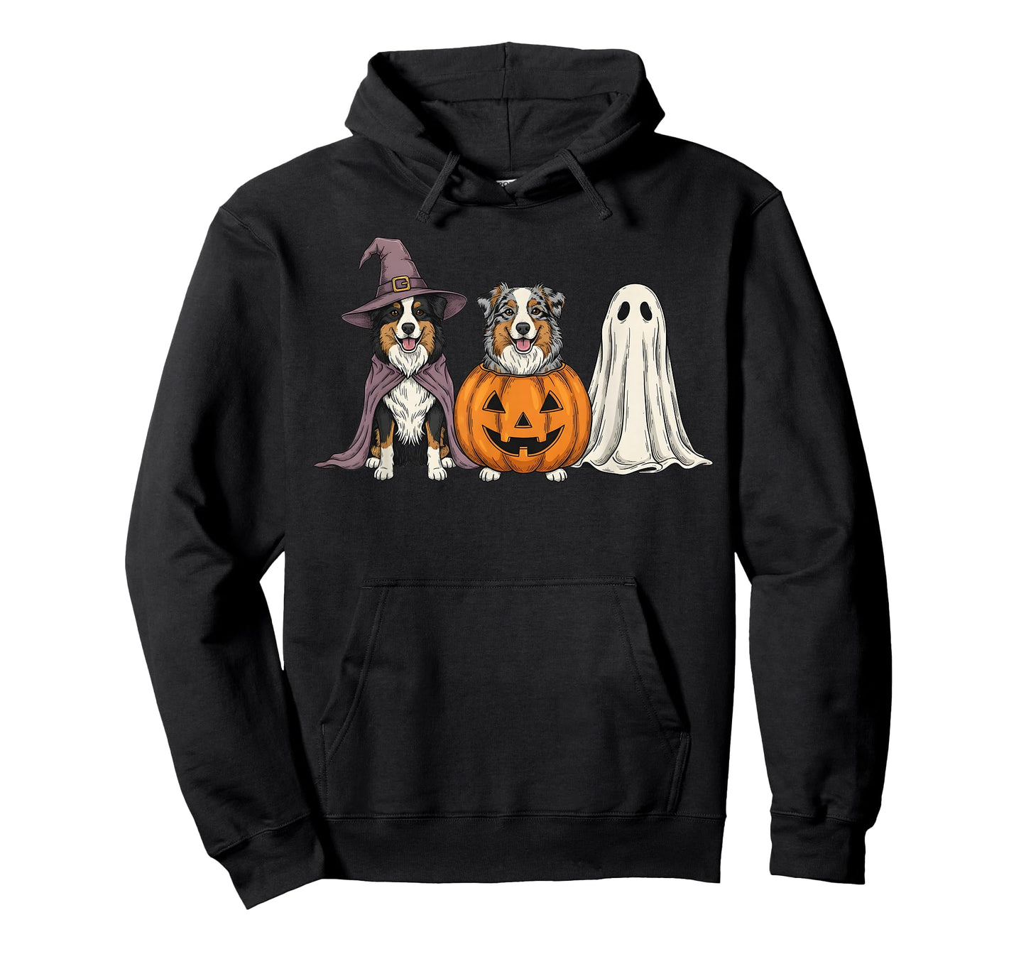 Spooky Ghost Australian Shepherd Pumpkin Halloween Dog Lover T-Shirt
