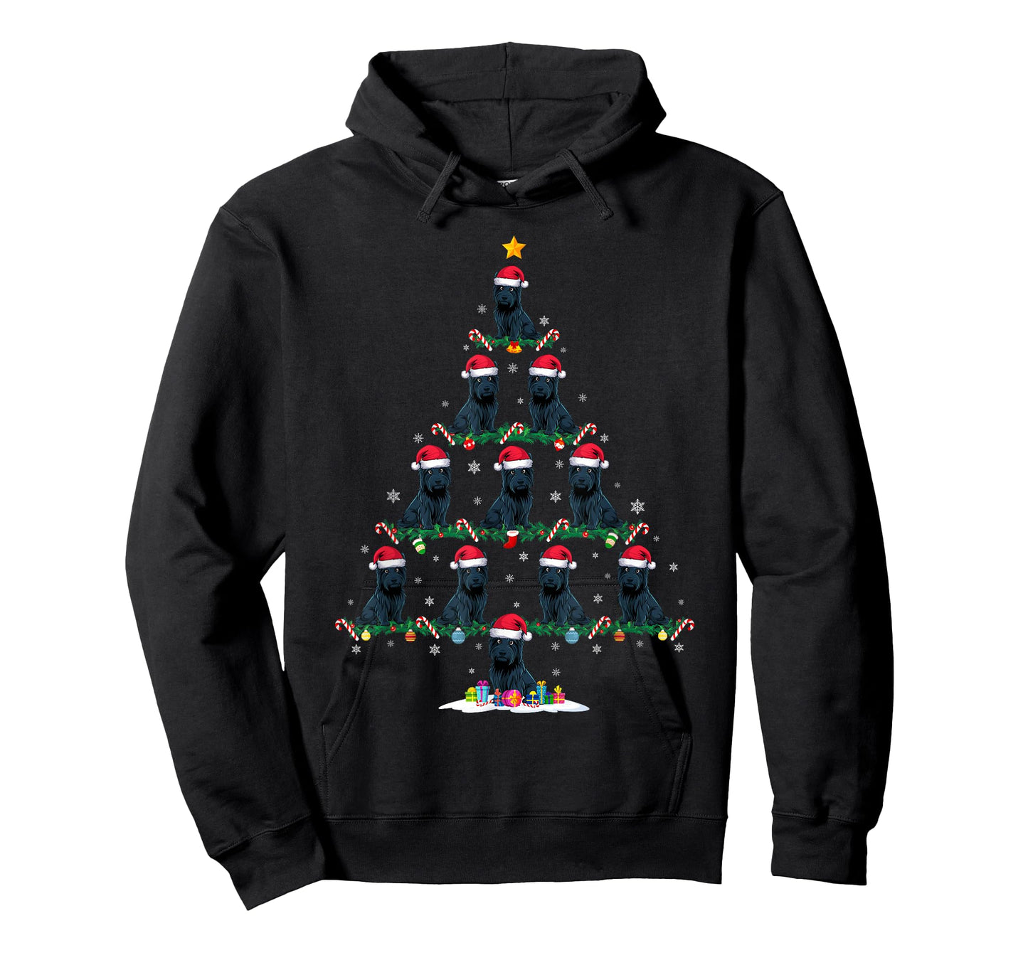 Funny Xmas Tree Scottie Dog Owner Gifts Scottie Dog Christmas Tree Pajama Unisex-Adults Unisex-Kids Black Short Sleeve T-Shirt Small