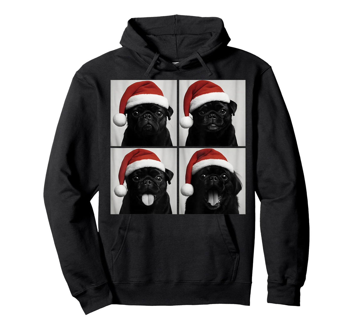 Funny Christmas Black Pug Santa Dog Lover Photo Booth T-Shirt