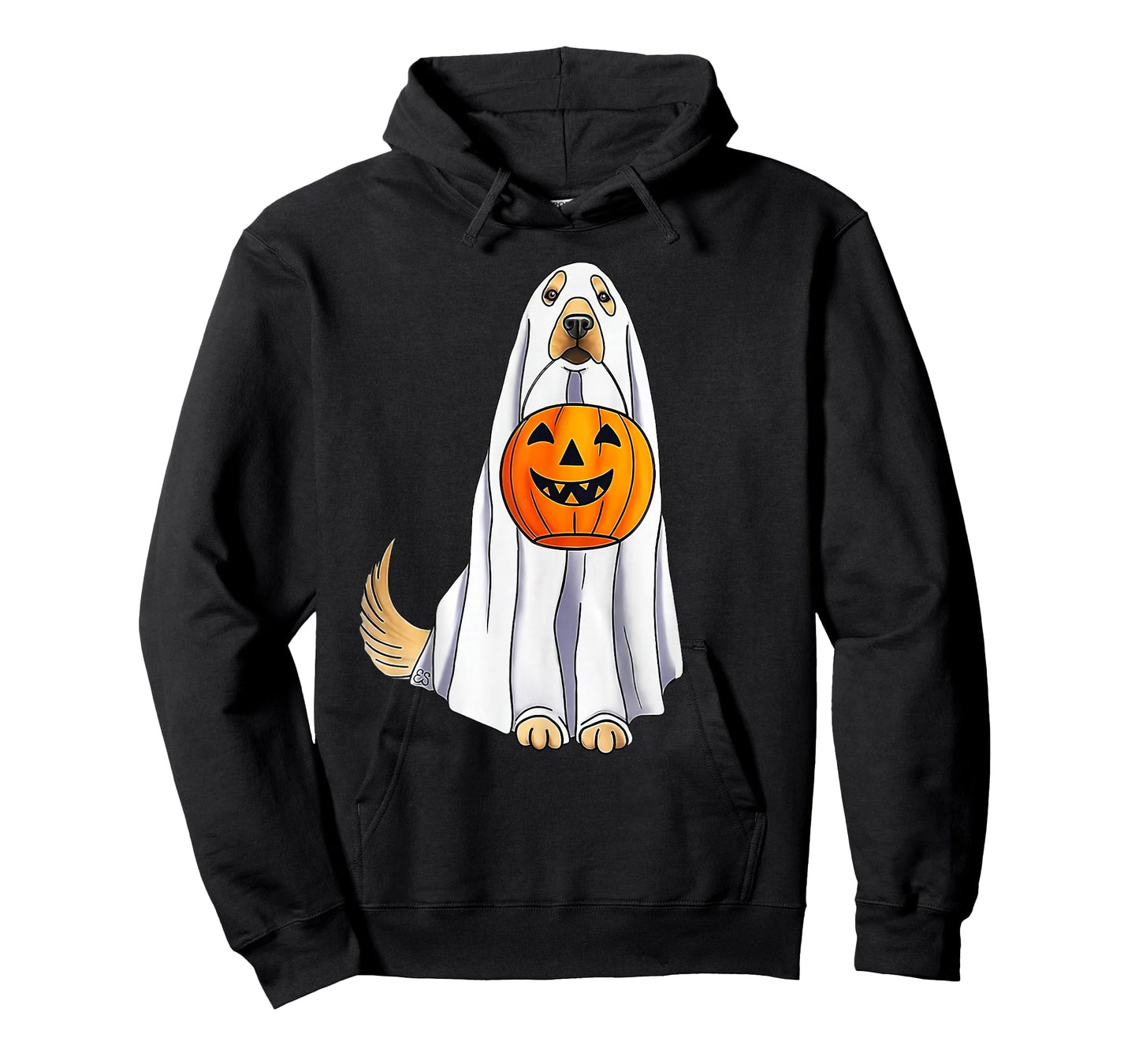 Funny Halloween Golden Retriever Dog Ghost and Pumpkin Women T-Shirt