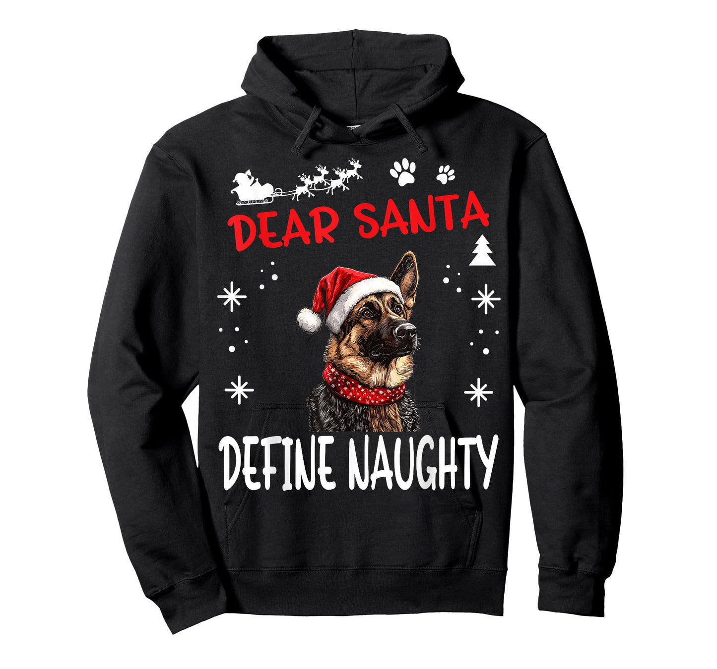 Cute German Shepherd Dog Christmas Dear Santa Define Naughty T-Shirt