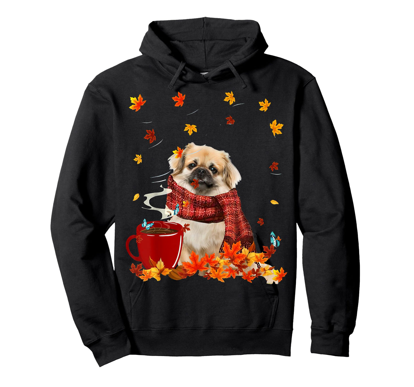Tibetan Spaniel Fall Red Scarf Autumn Leaf For Dog Lover Men Women T-Shirt